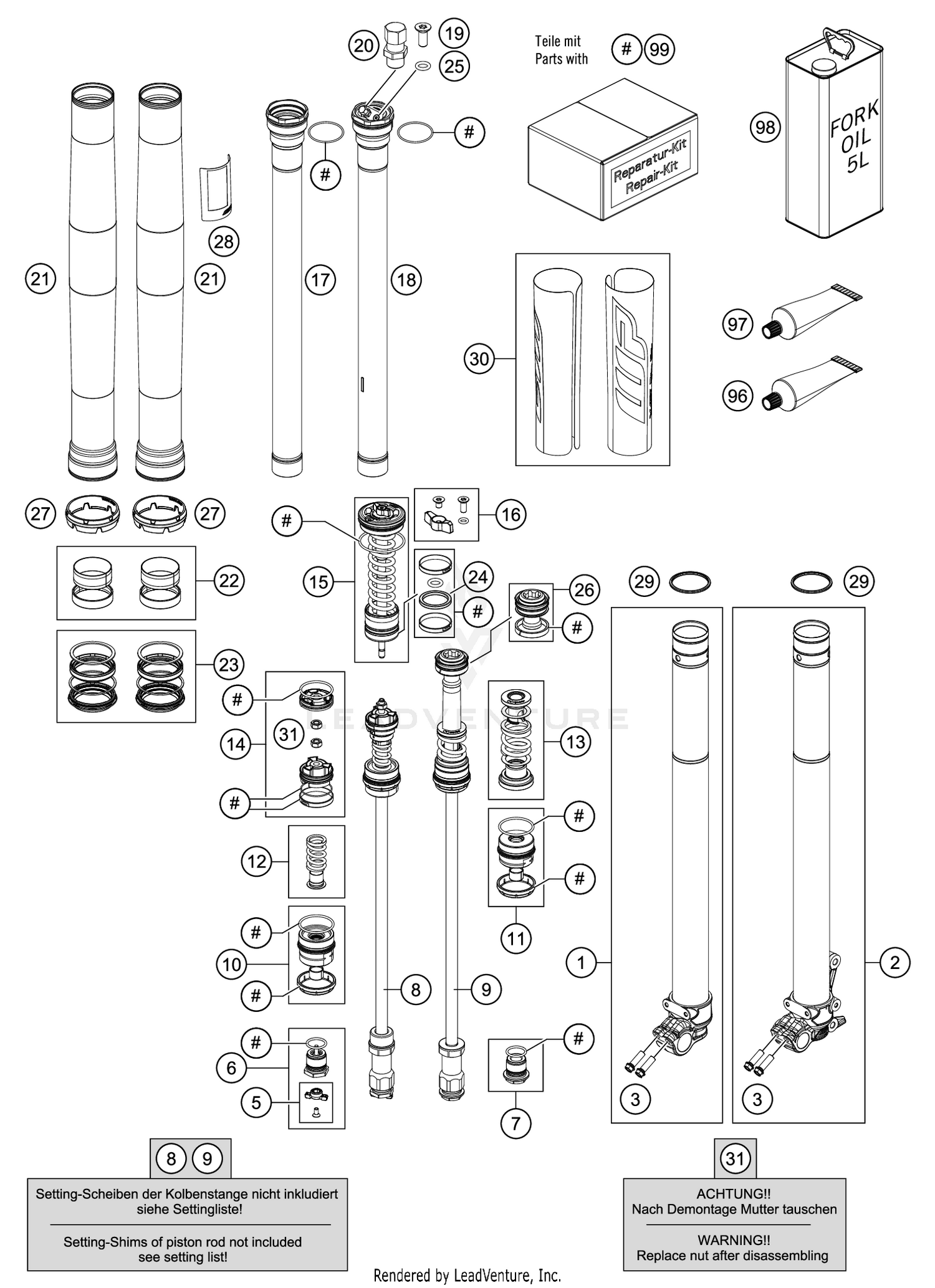 FRONT FORK DISASSEMBLED