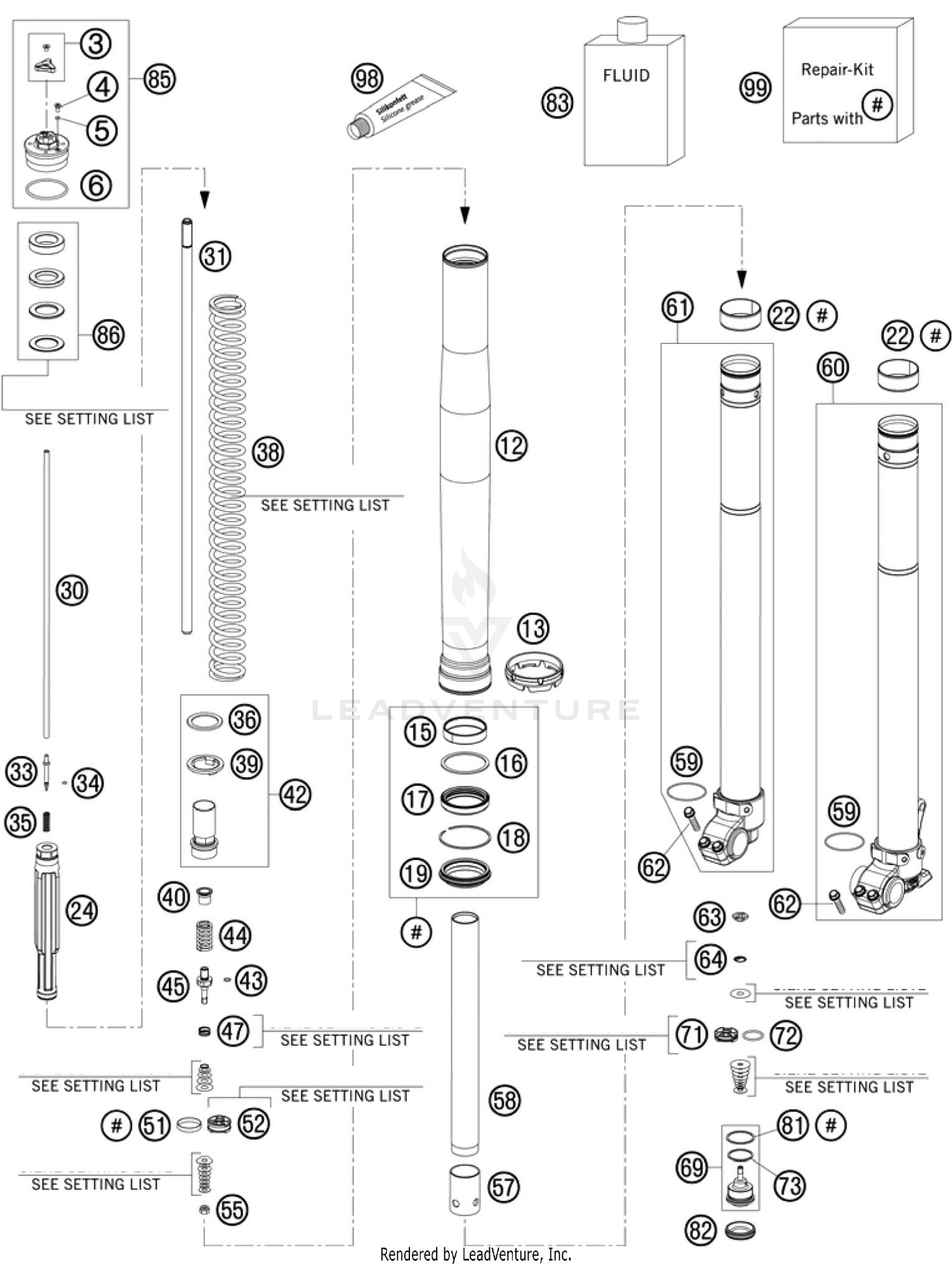 Front Fork, Disassembled