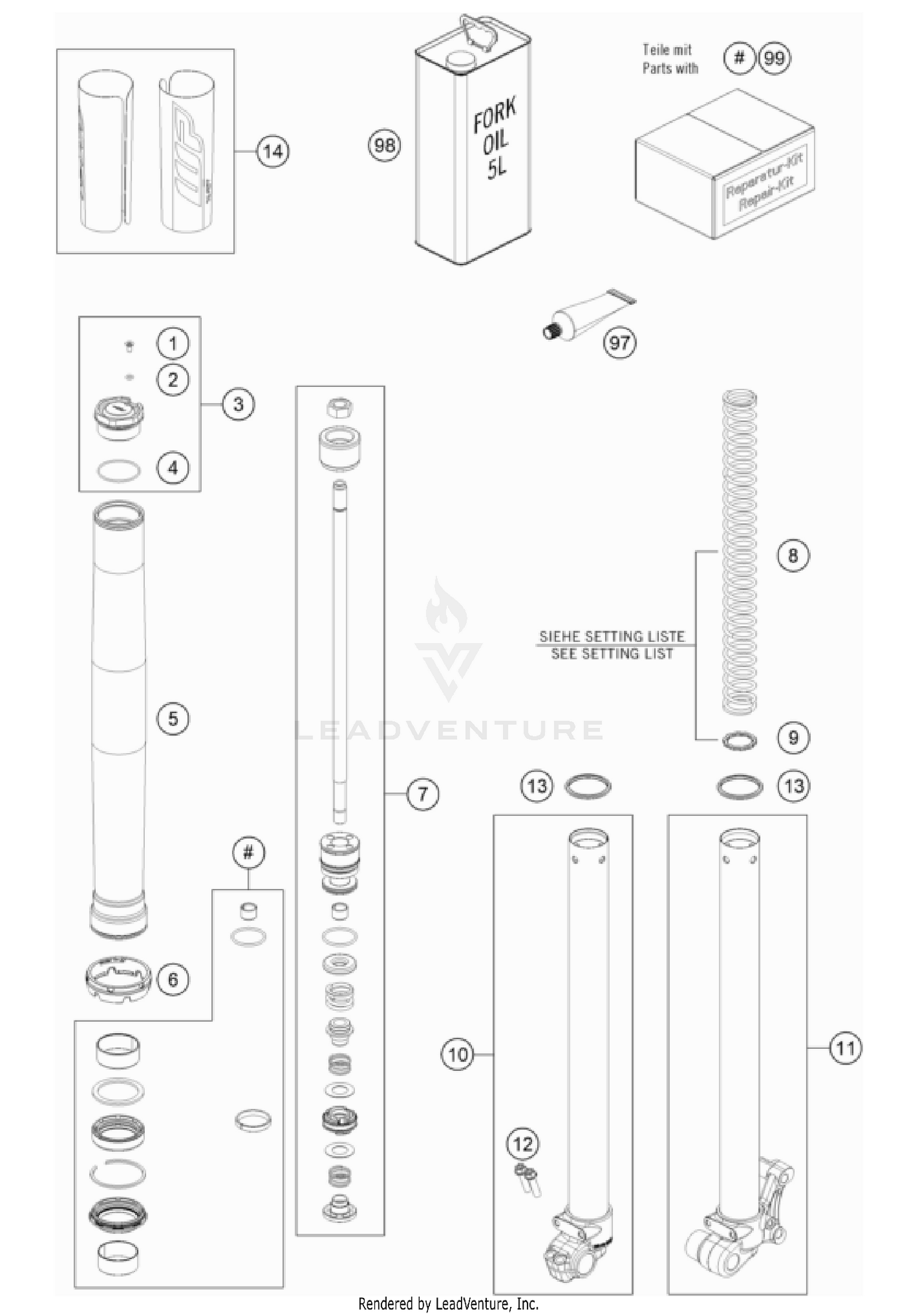 FRONT FORK DISASSEMBLED