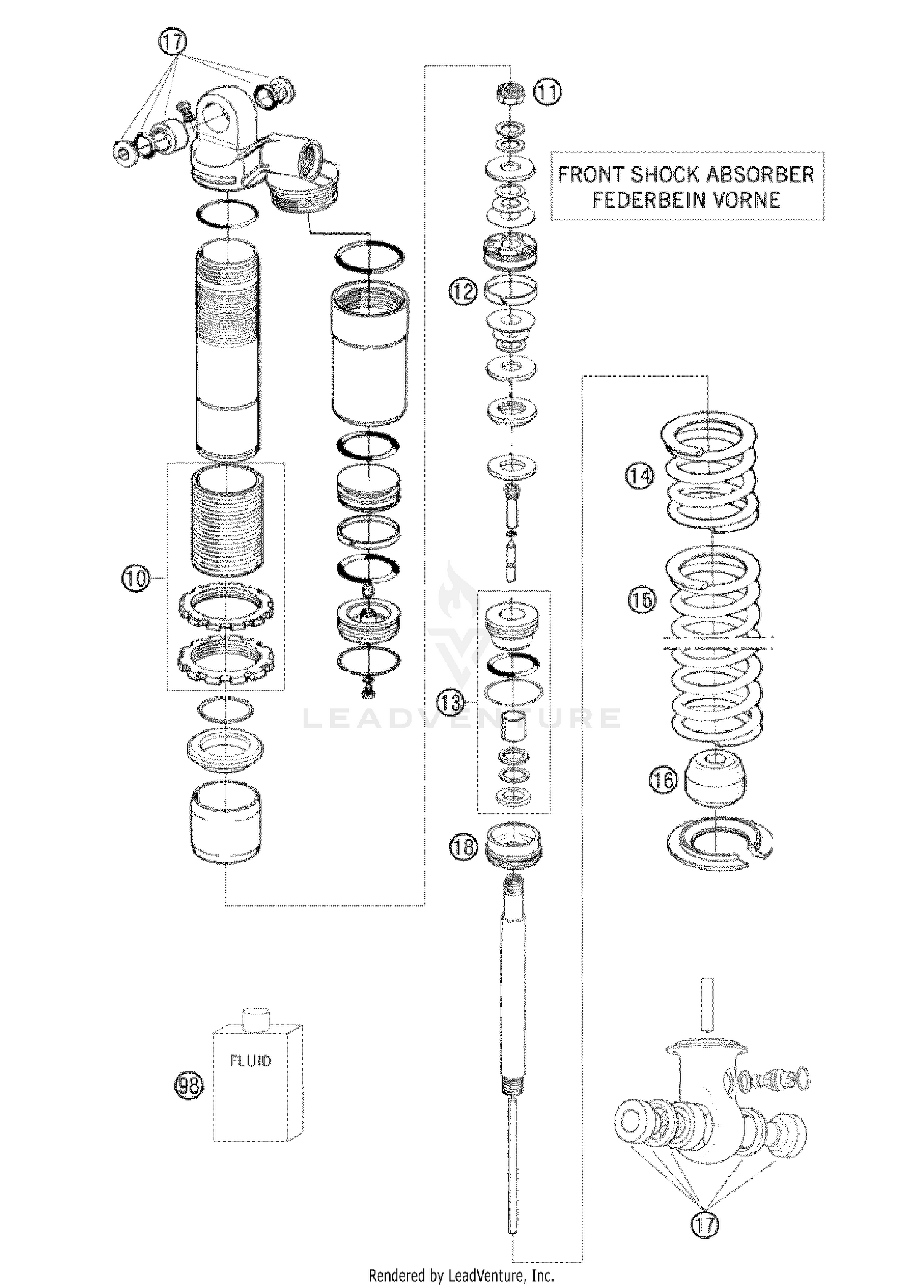 Shock Abs.Front Disassembled