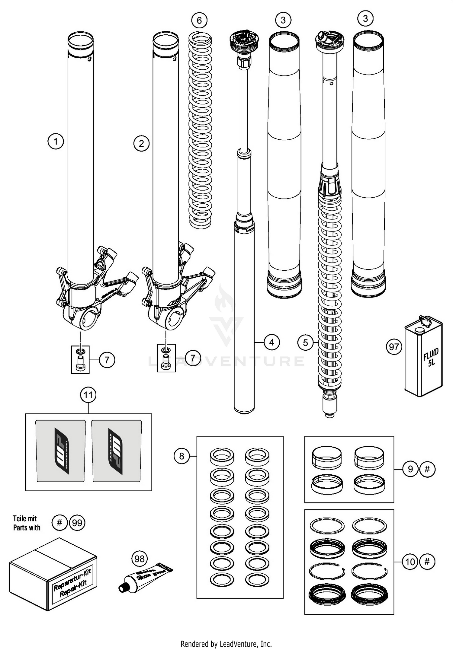 FRONT FORK DISASSEMBLED