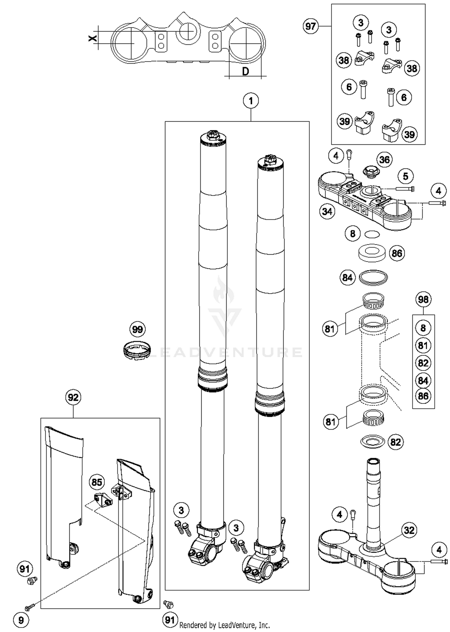 Front Fork, Triple Clamp