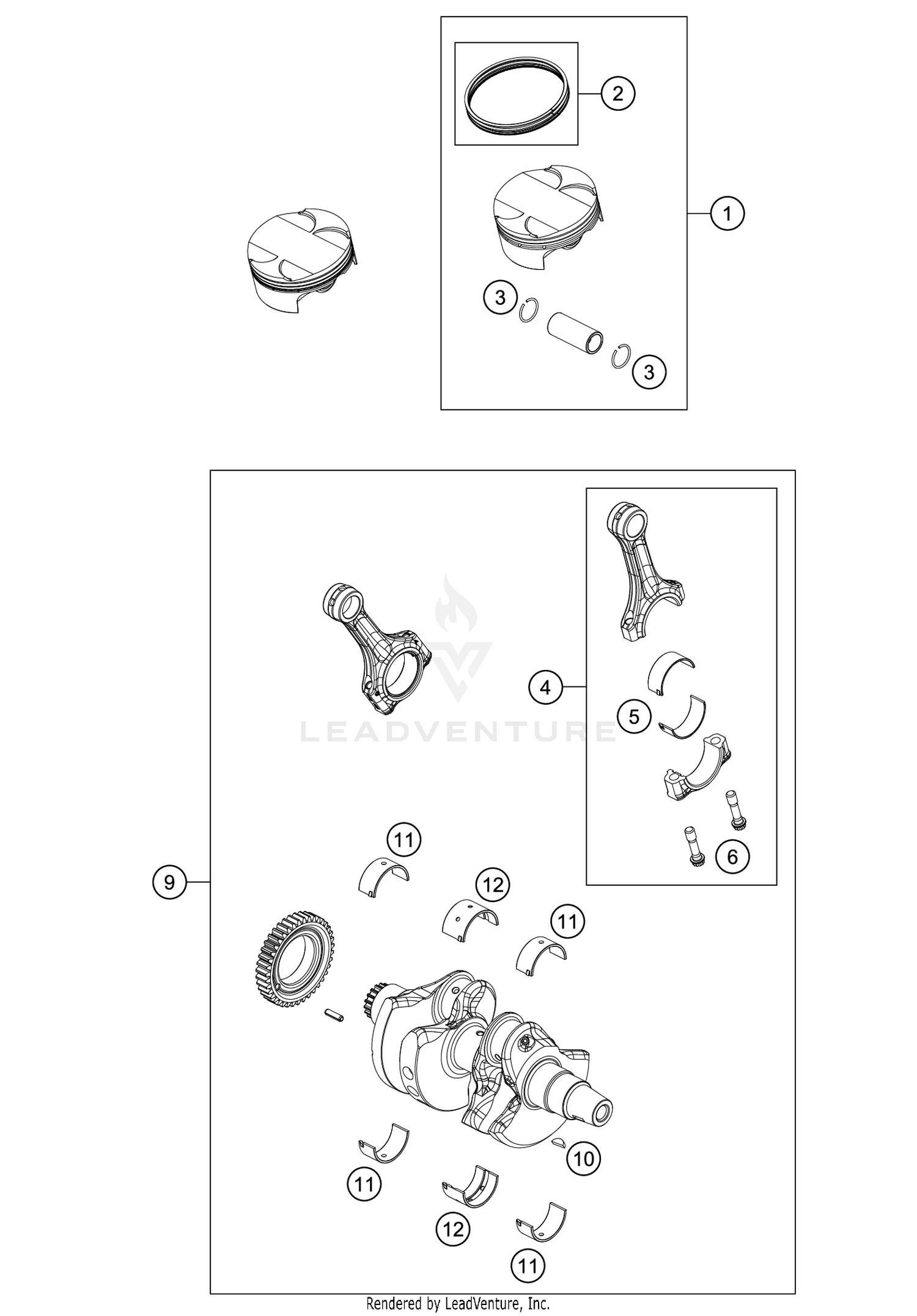 CRANKSHAFT, PISTON