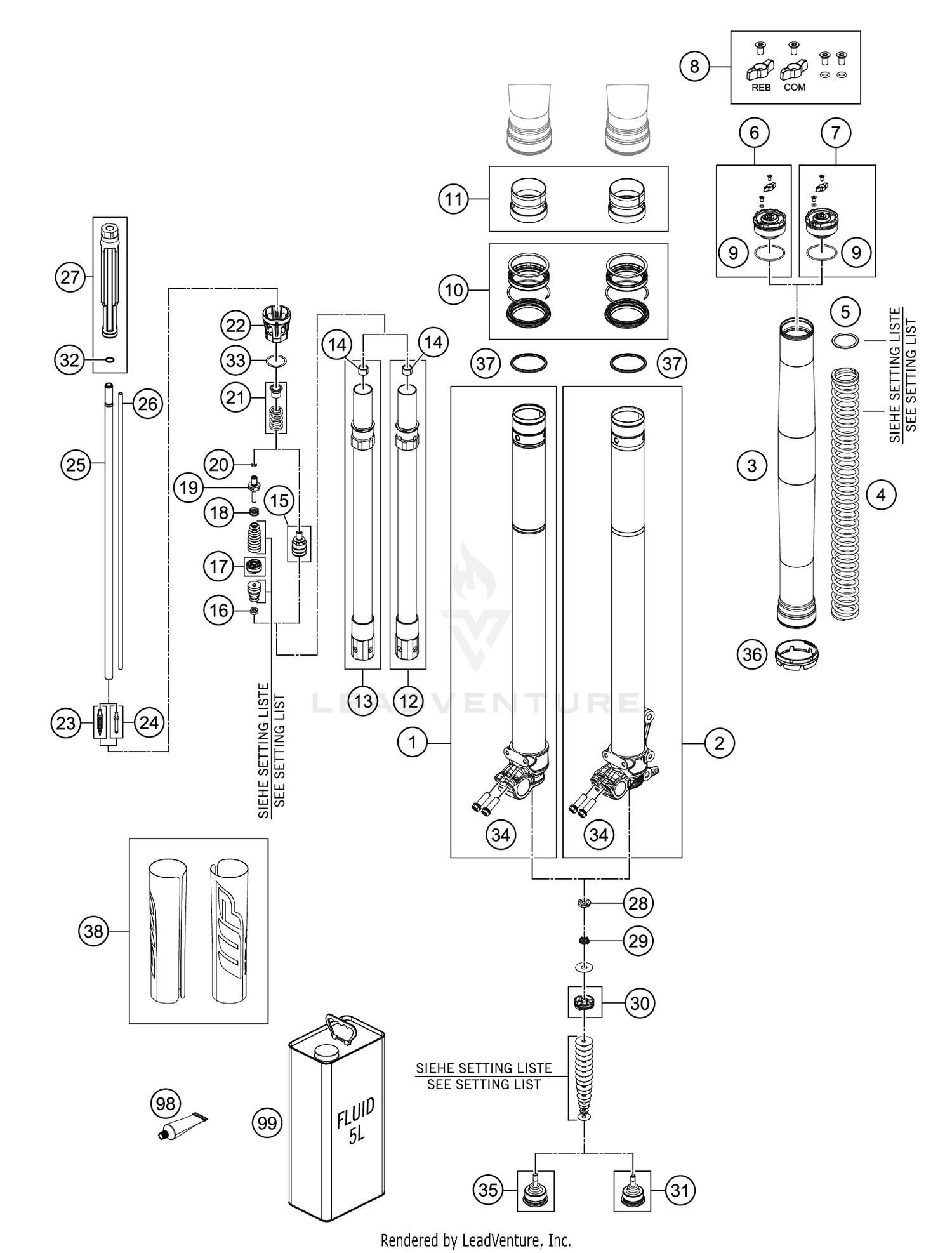 FRONT FORK DISASSEMBLED