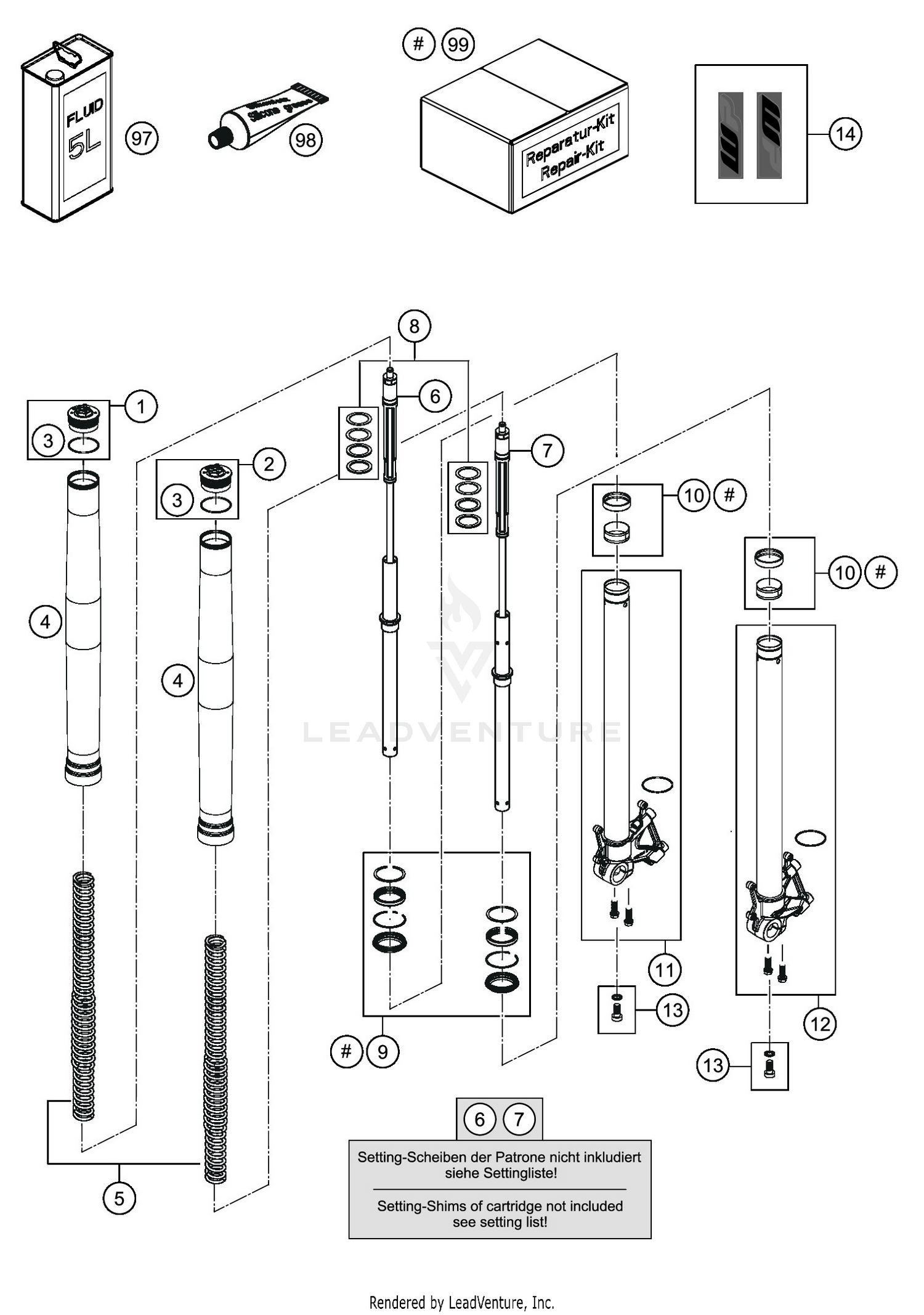 FRONT FORK DISASSEMBLED