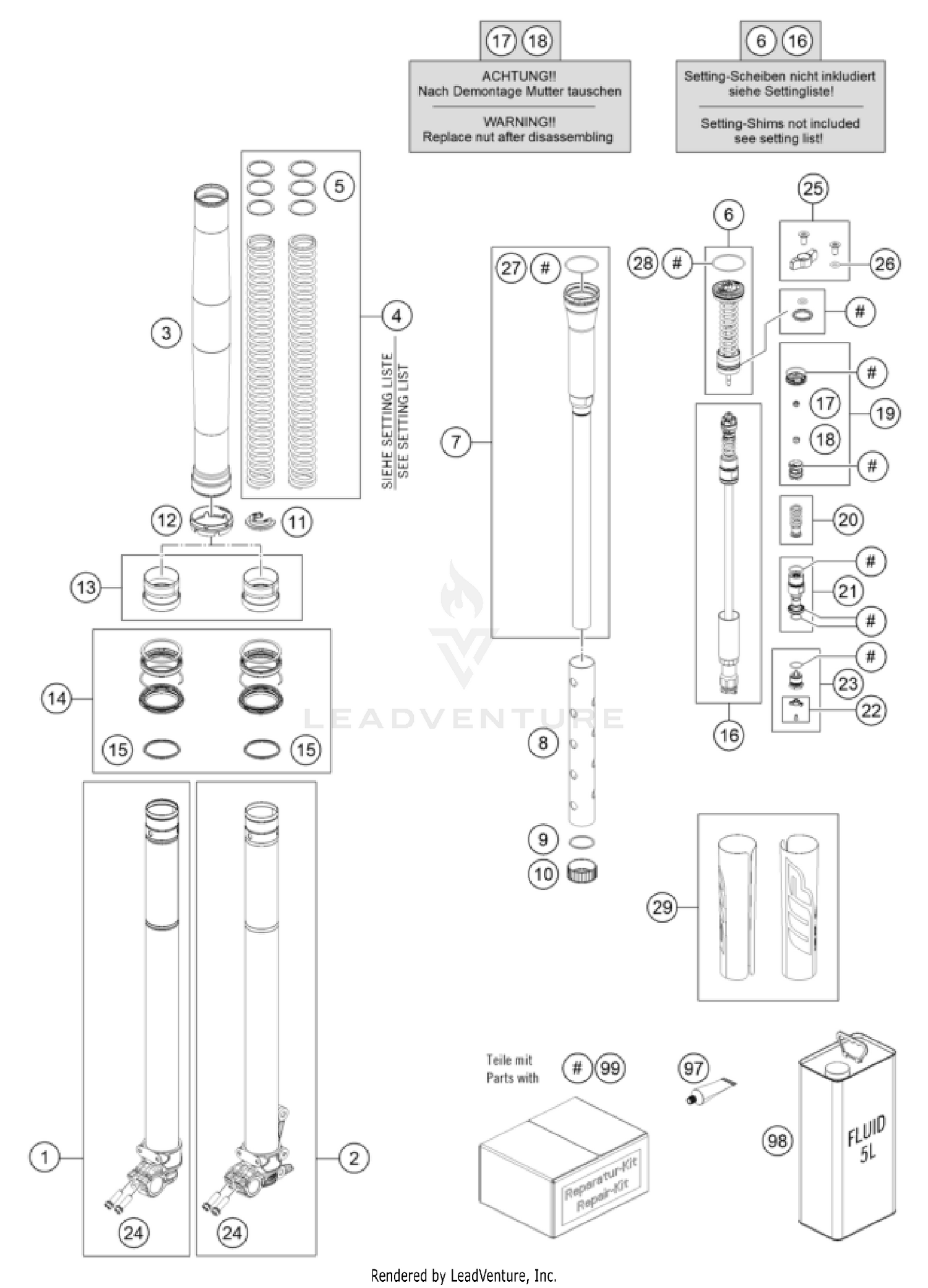 FRONT FORK DISASSEMBLED