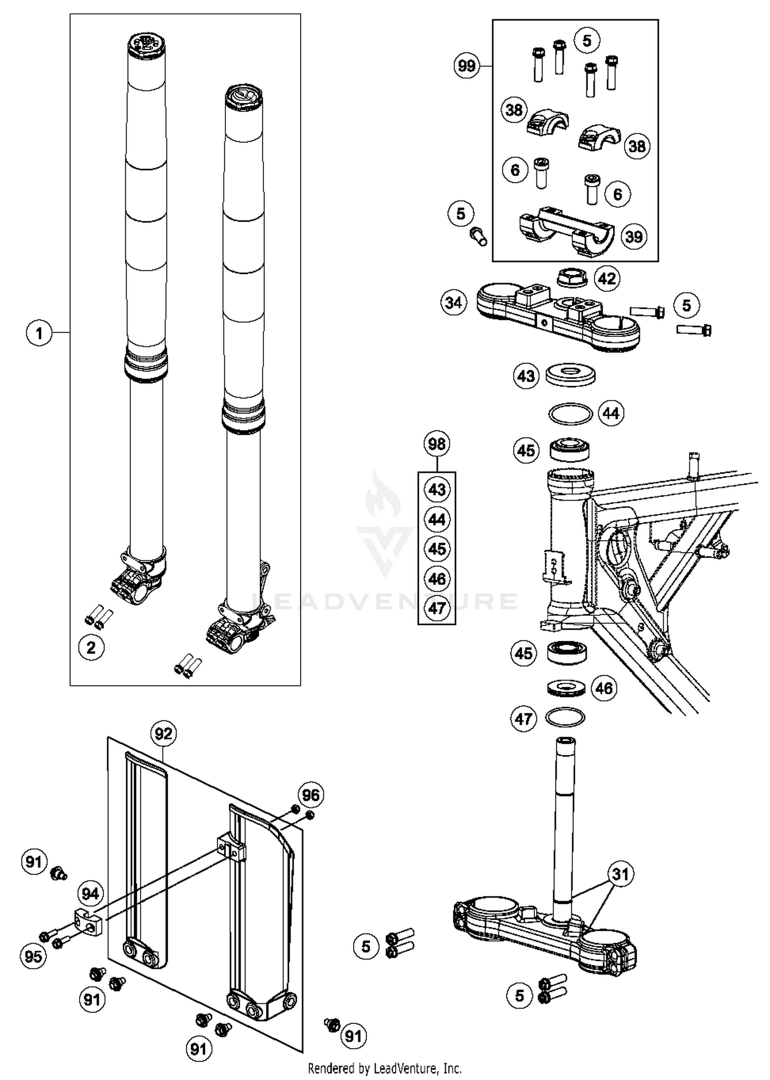Front Fork, Triple Clamp