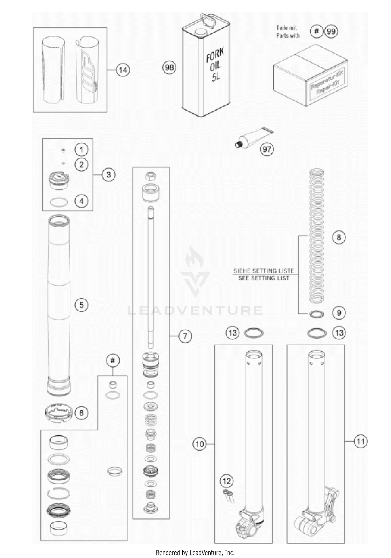 FRONT FORK DISASSEMBLED