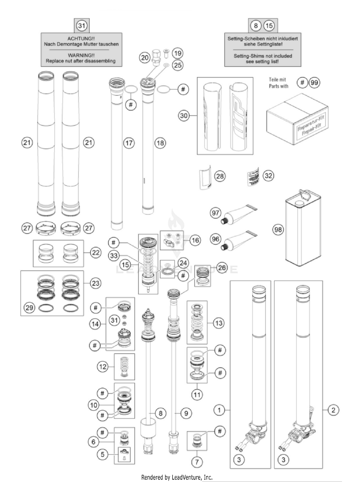 FRONT FORK DISASSEMBLED