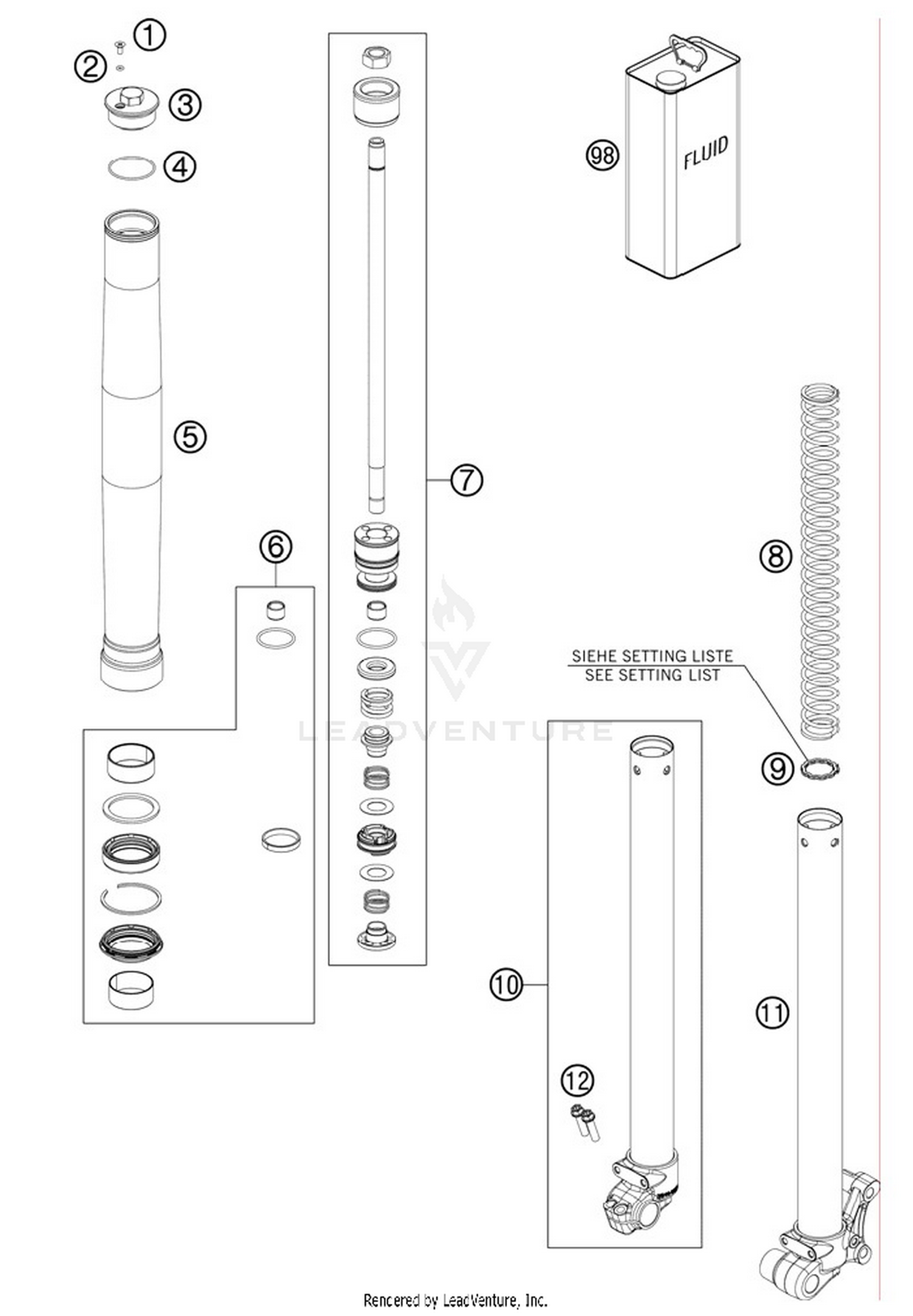 Front Fork, Disassembled