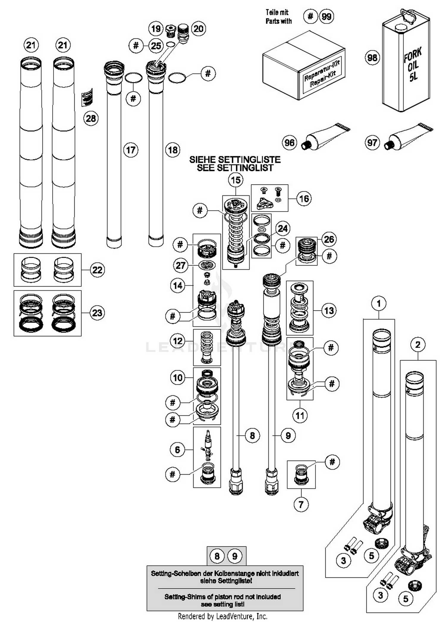FRONT FORK DISASSEMBLED