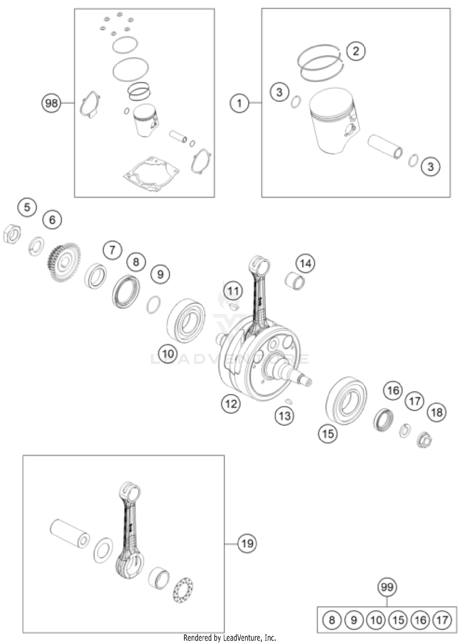 CRANKSHAFT, PISTON