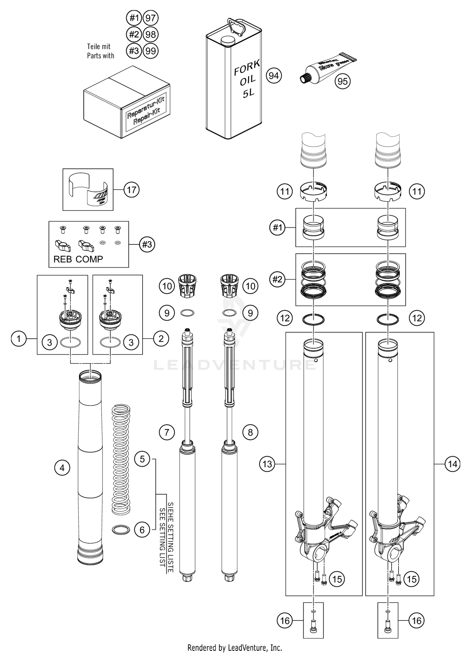 FRONT FORK DISASSEMBLED