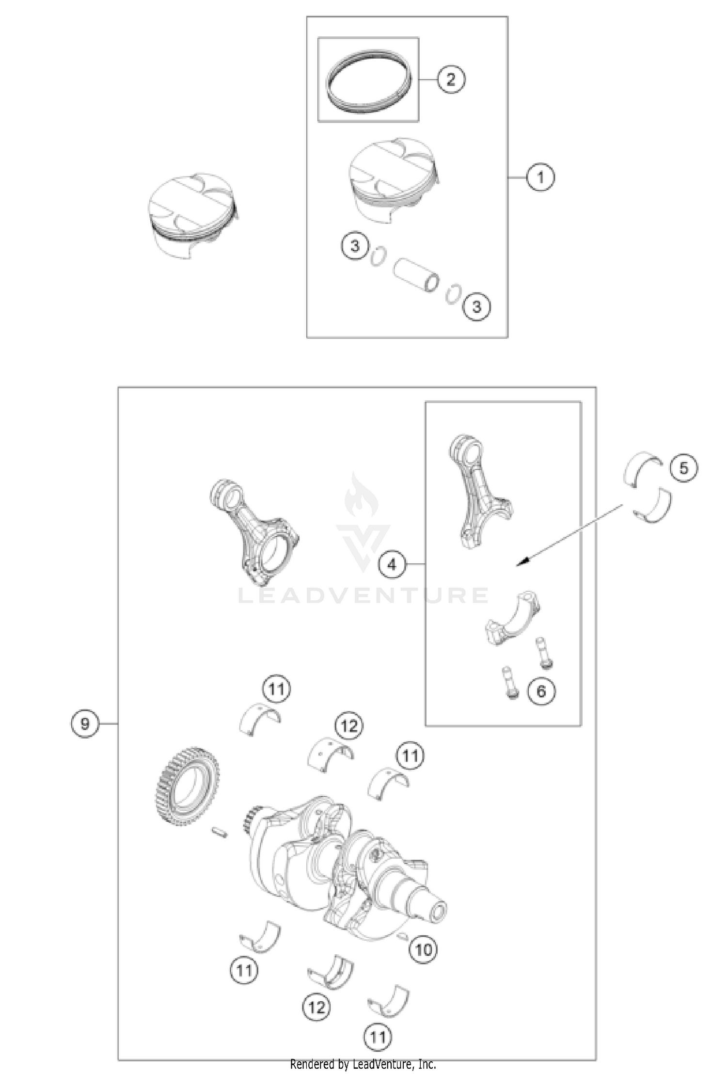 CRANKSHAFT, PISTON