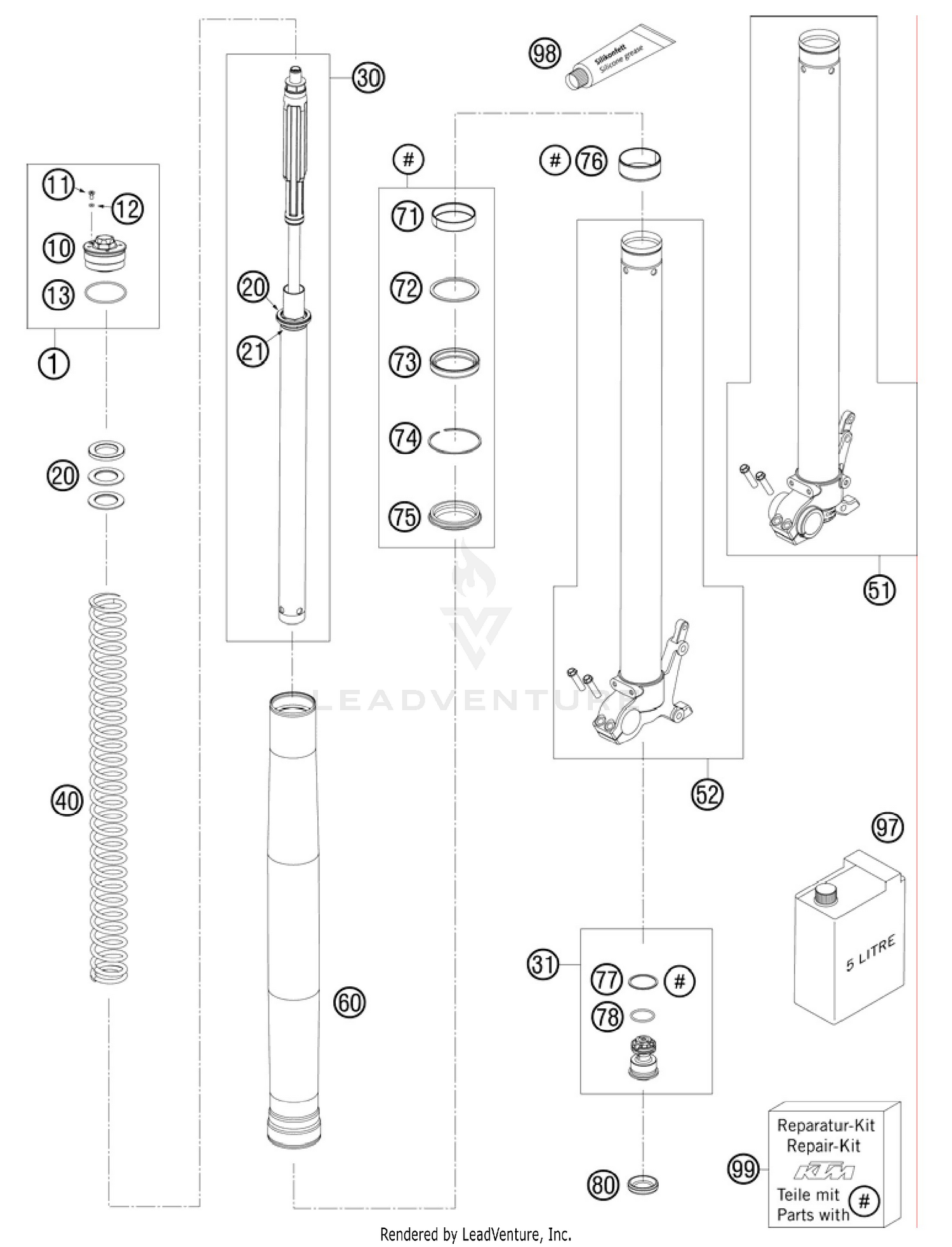 Front Fork, Disassembled