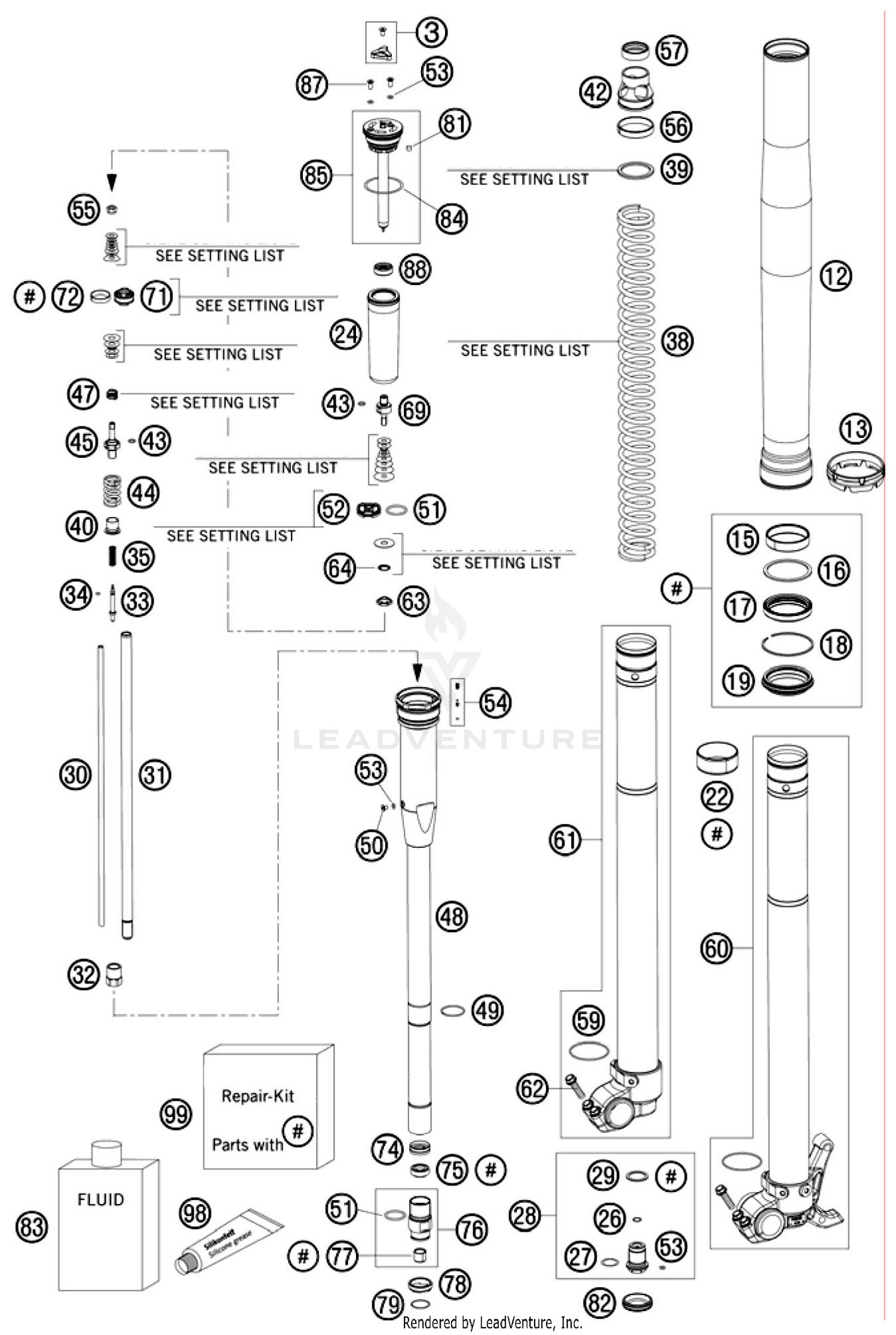 Front Fork, Disassembled