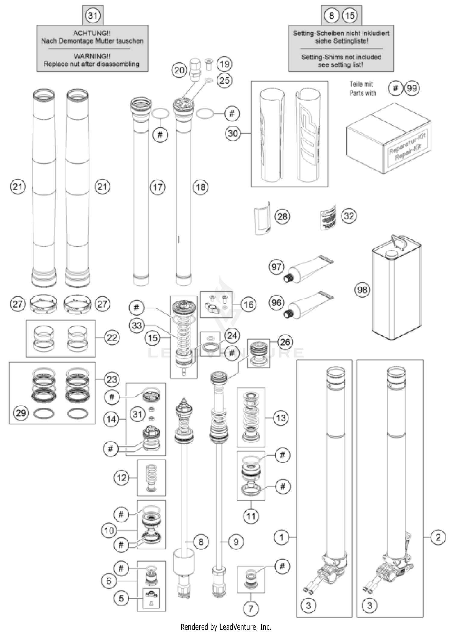 FRONT FORK DISASSEMBLED