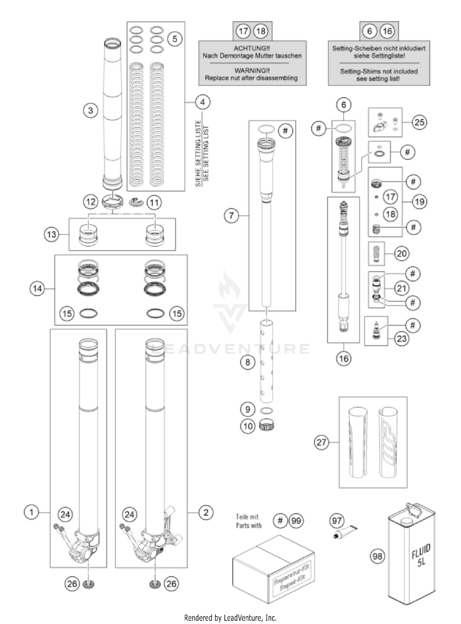 FRONT FORK DISASSEMBLED