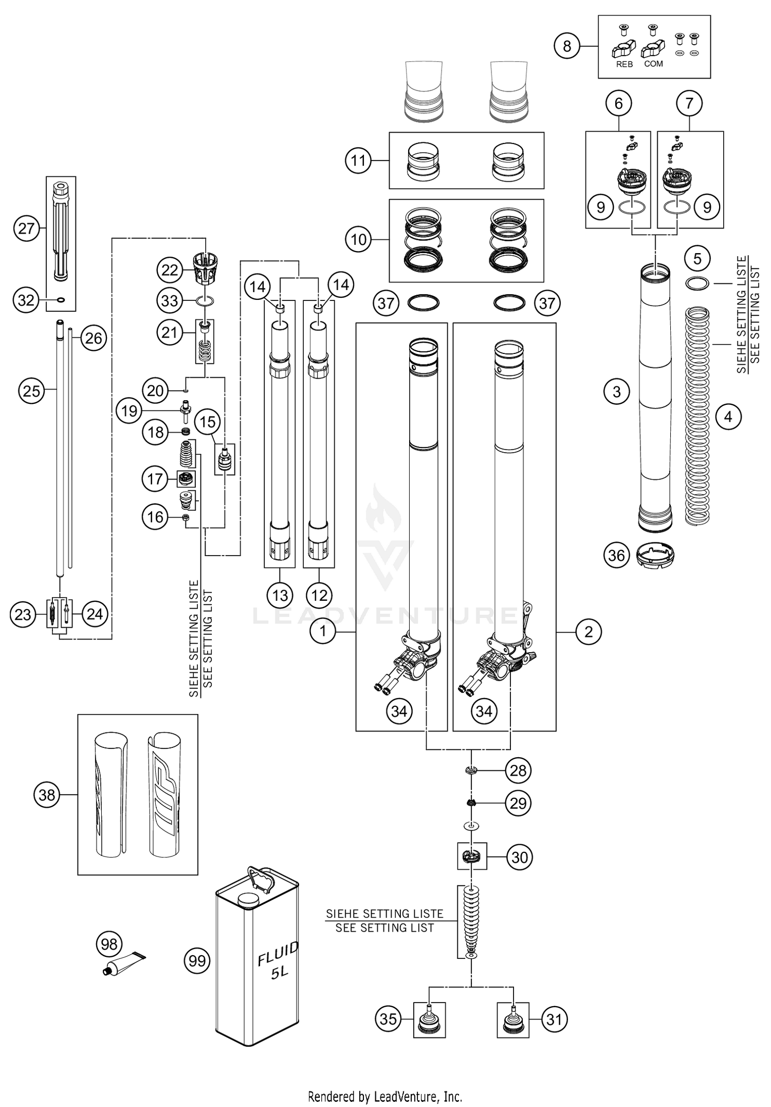 FRONT FORK DISASSEMBLED