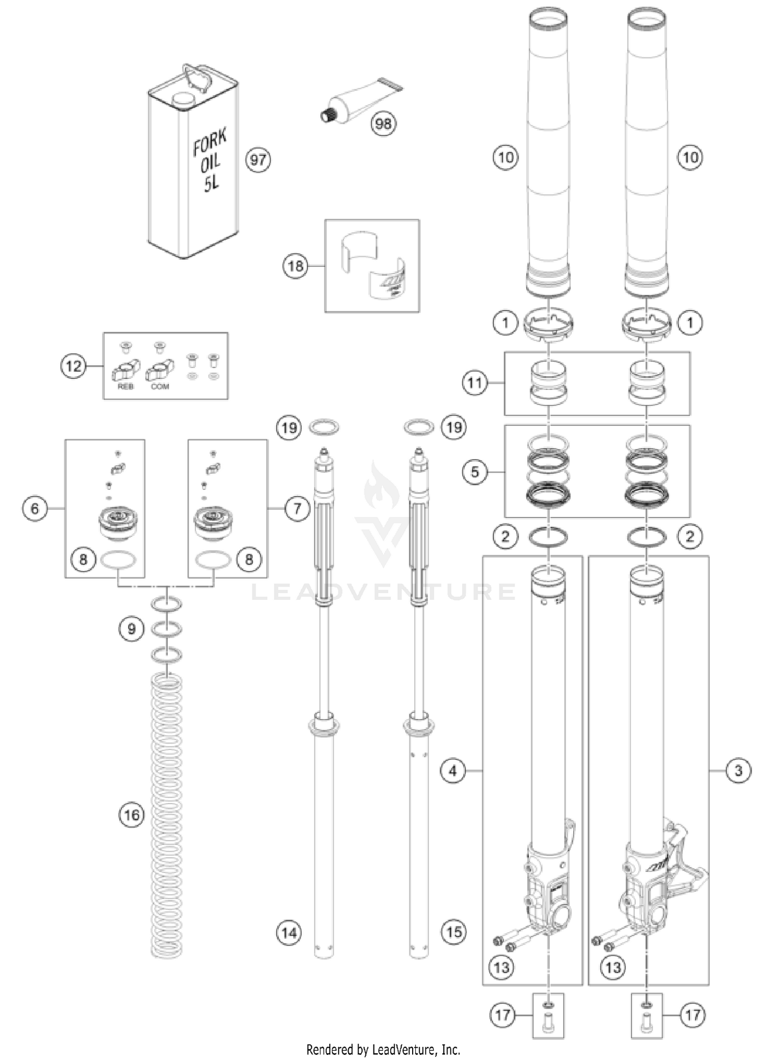 FRONT FORK DISASSEMBLED