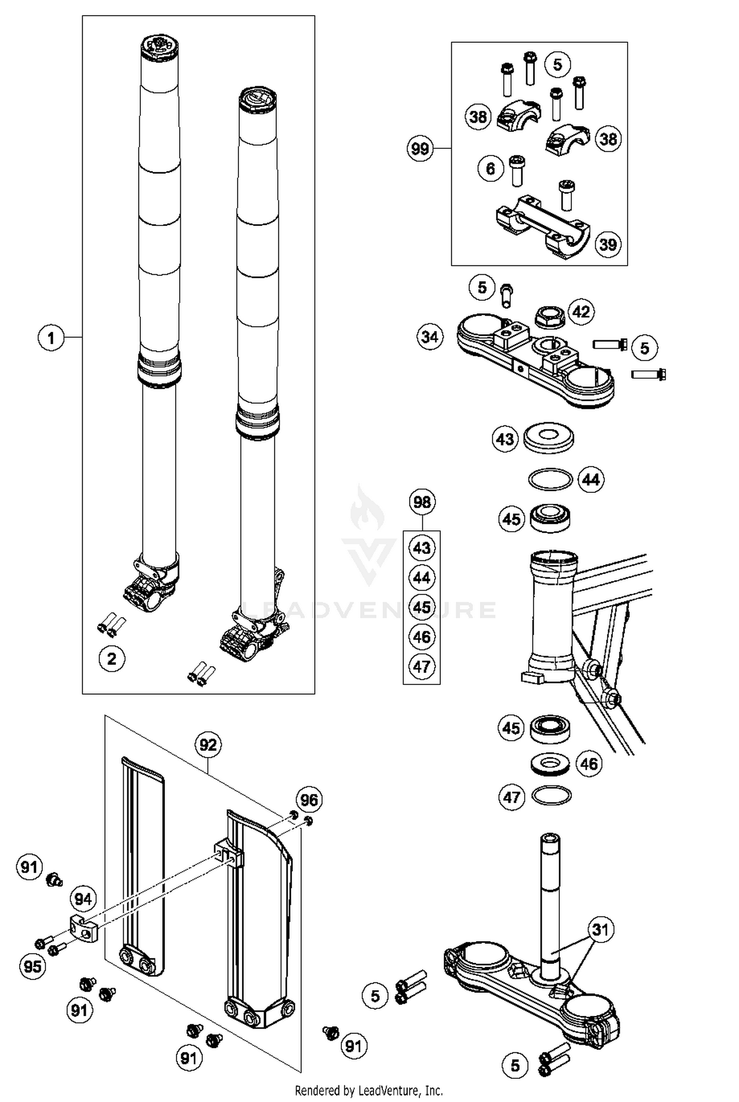 Front Fork, Triple Clamp