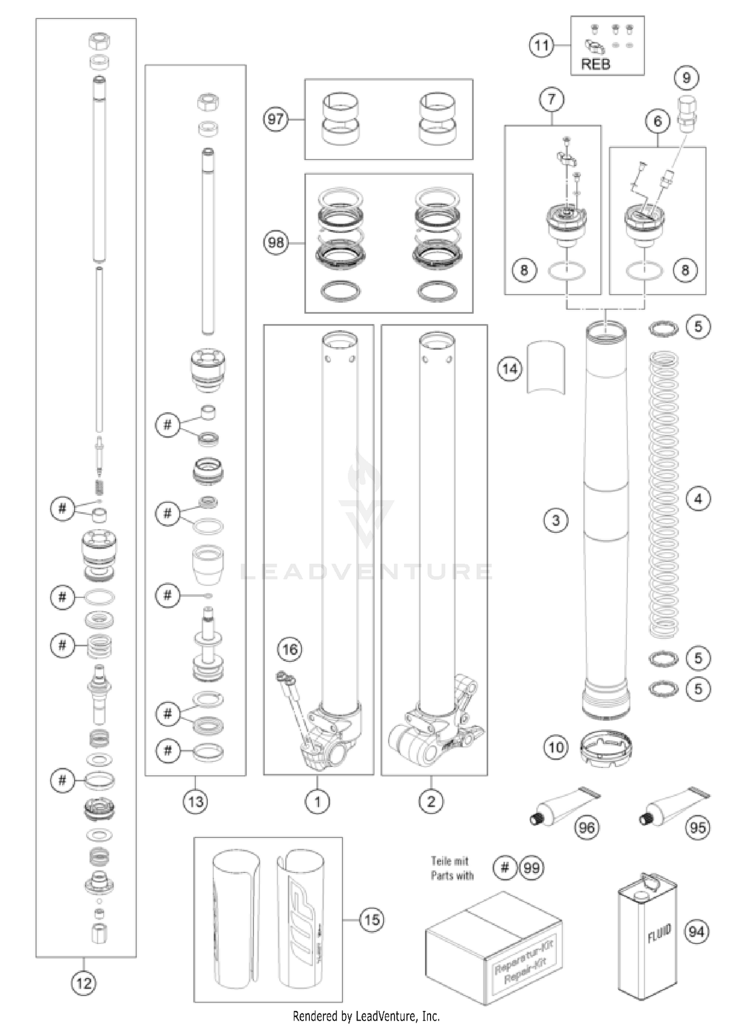 FRONT FORK DISASSEMBLED