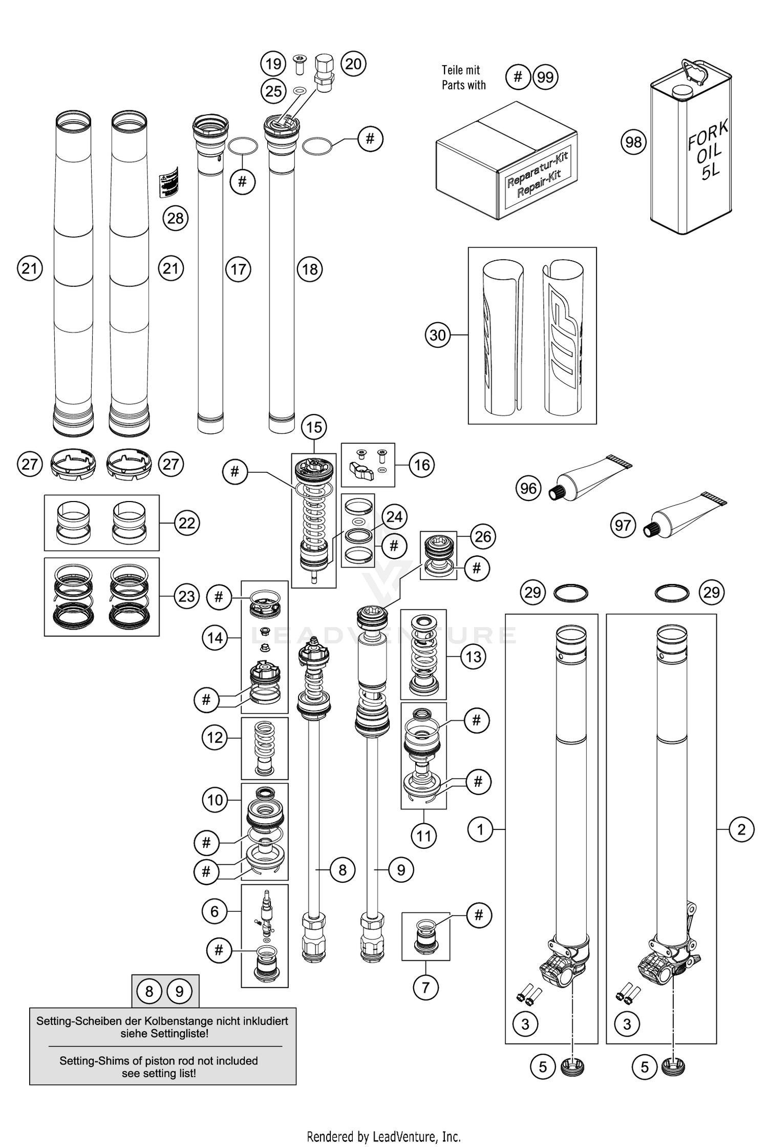 FRONT FORK DISASSEMBLED