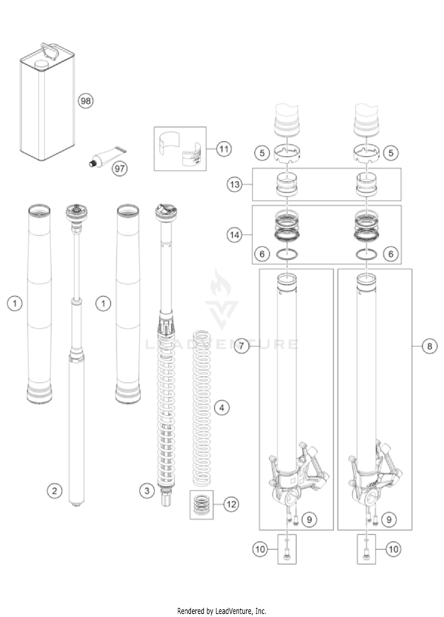 FRONT FORK DISASSEMBLED