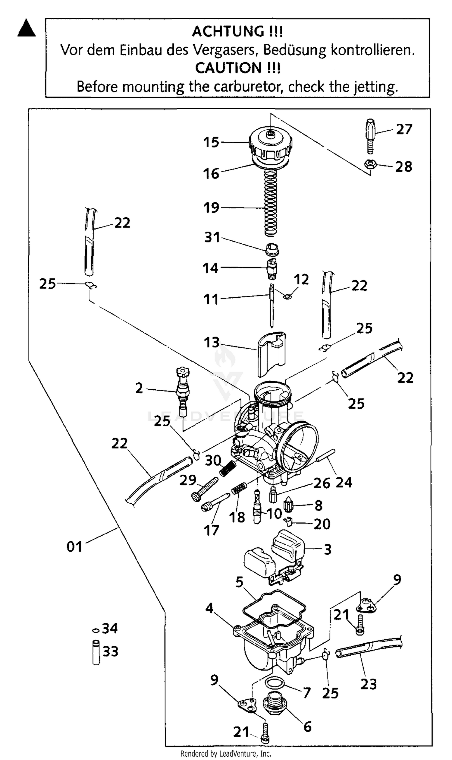 Carburetor PWK 38 AG