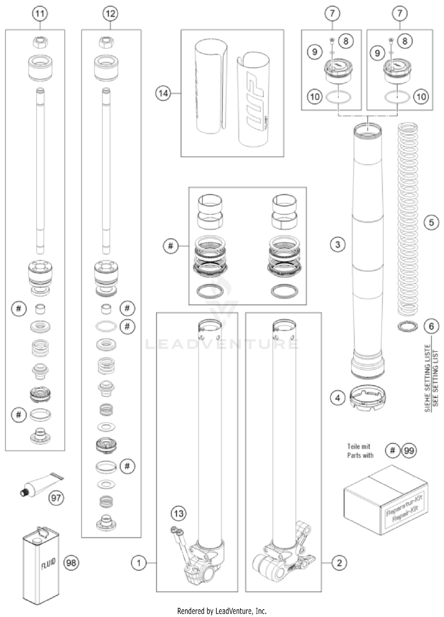 FRONT FORK DISASSEMBLED