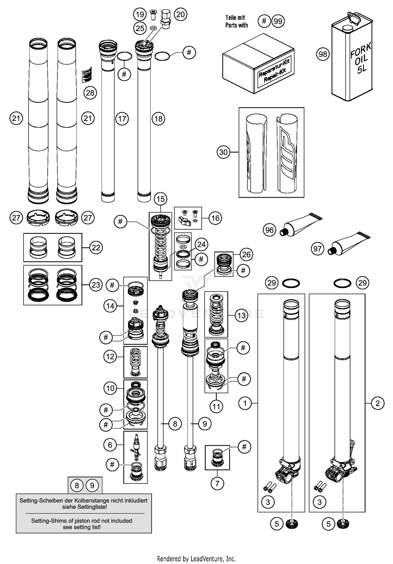 FRONT FORK DISASSEMBLED
