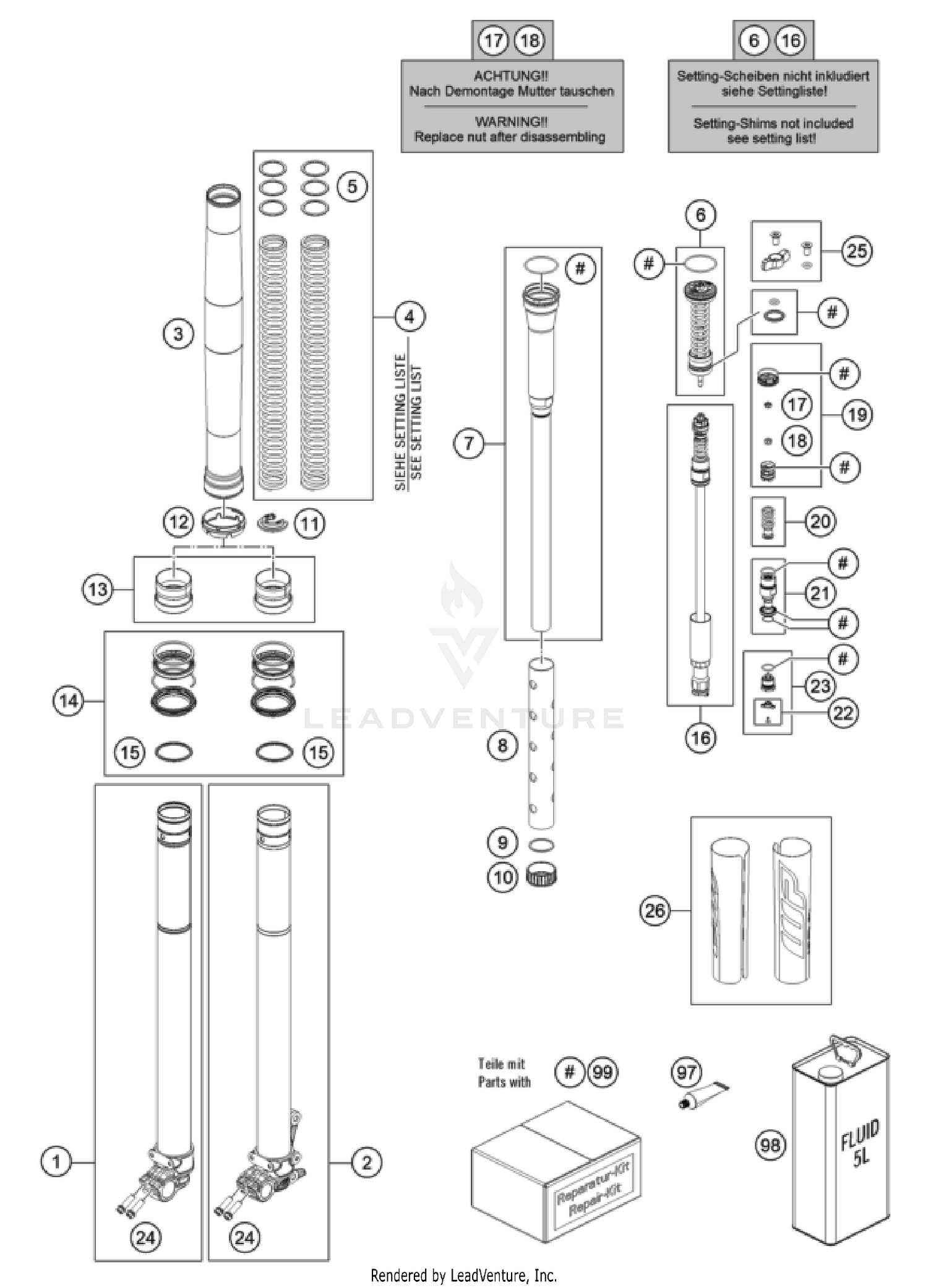 FRONT FORK DISASSEMBLED