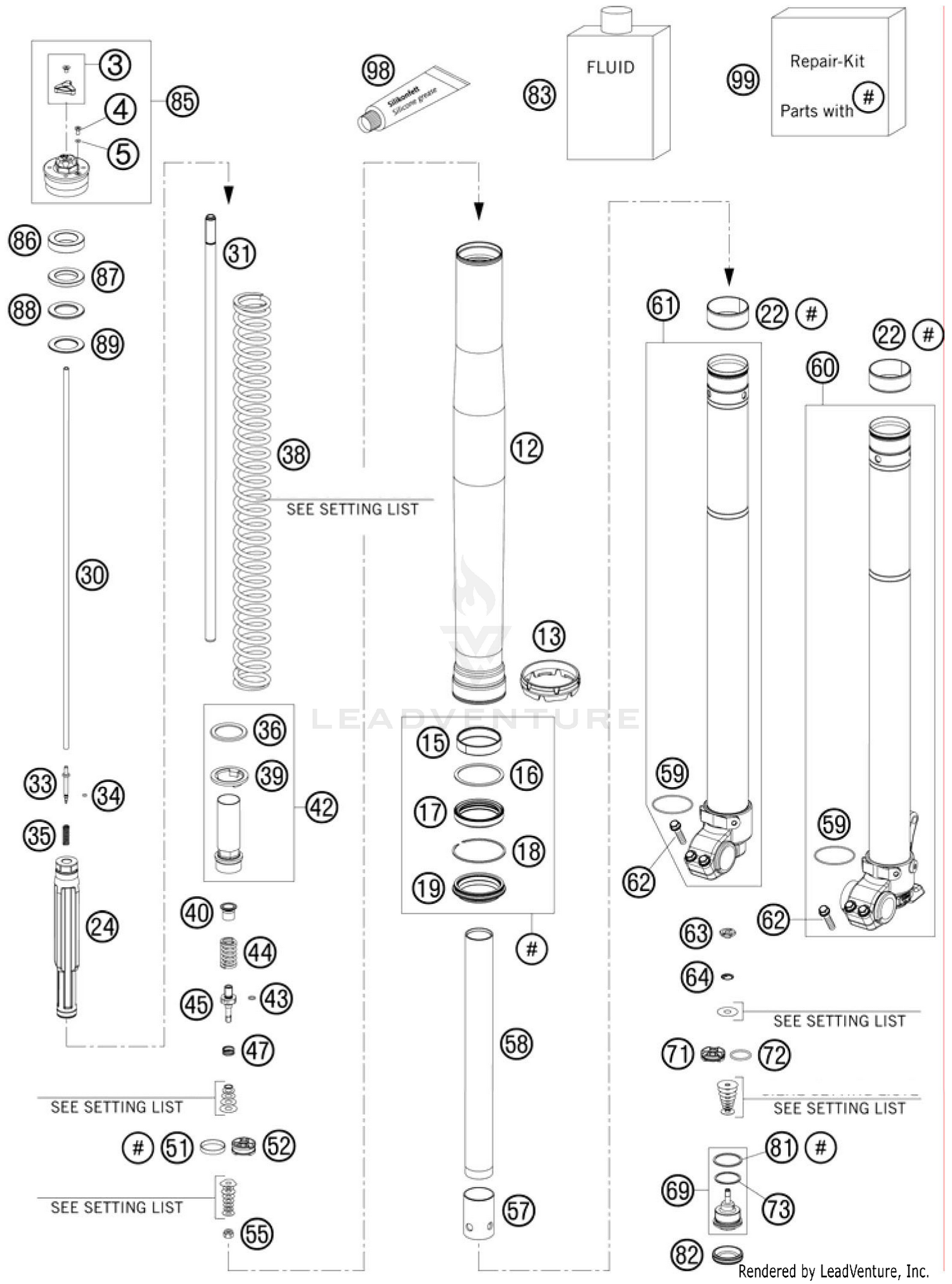 Front Fork, Disassembled