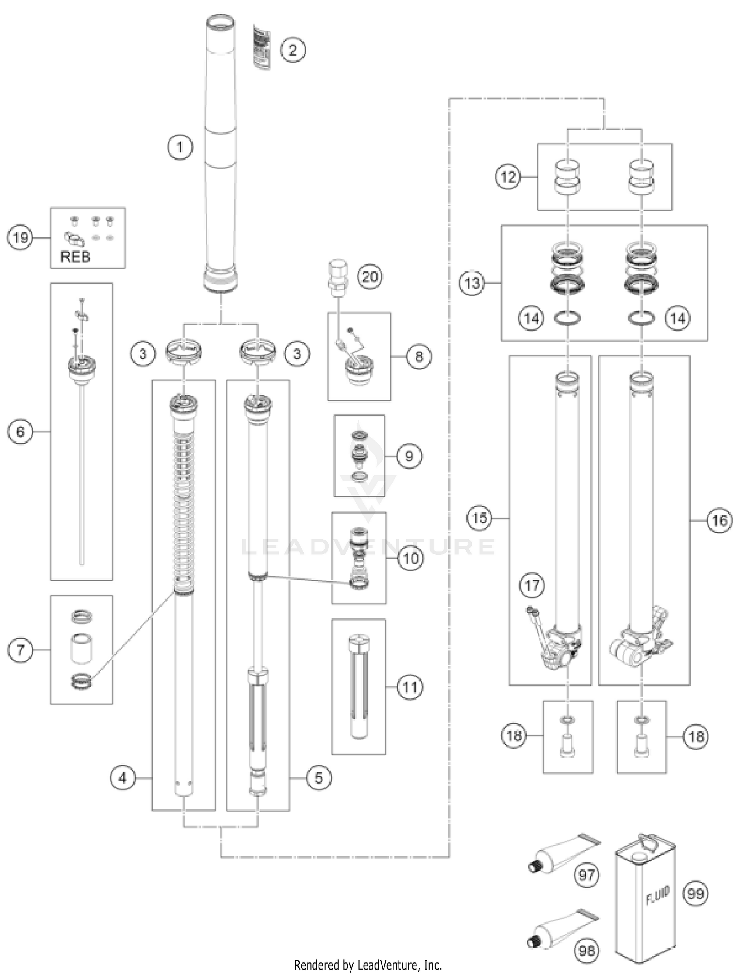 FRONT FORK DISASSEMBLED