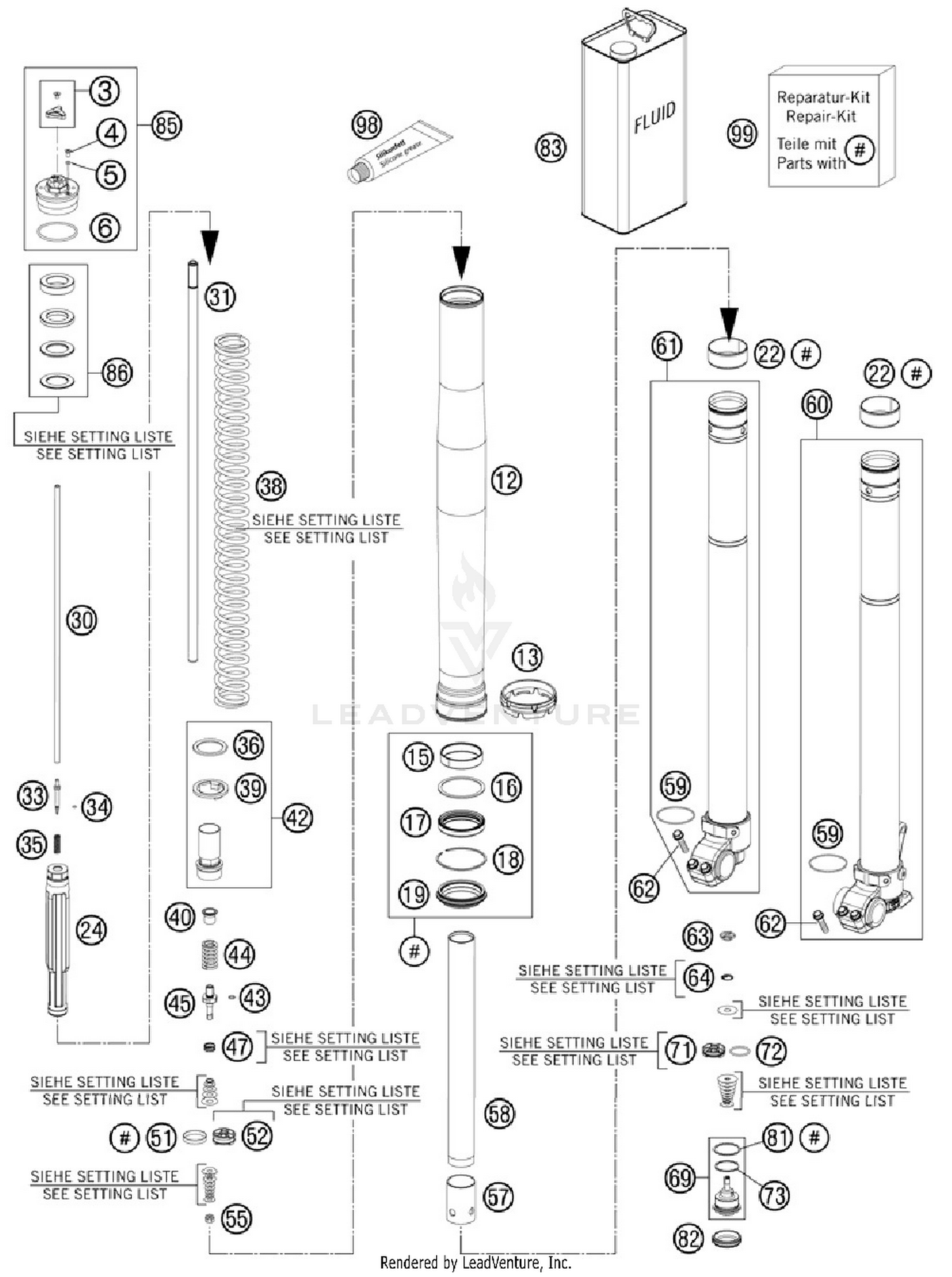 Front Fork, Disassembled