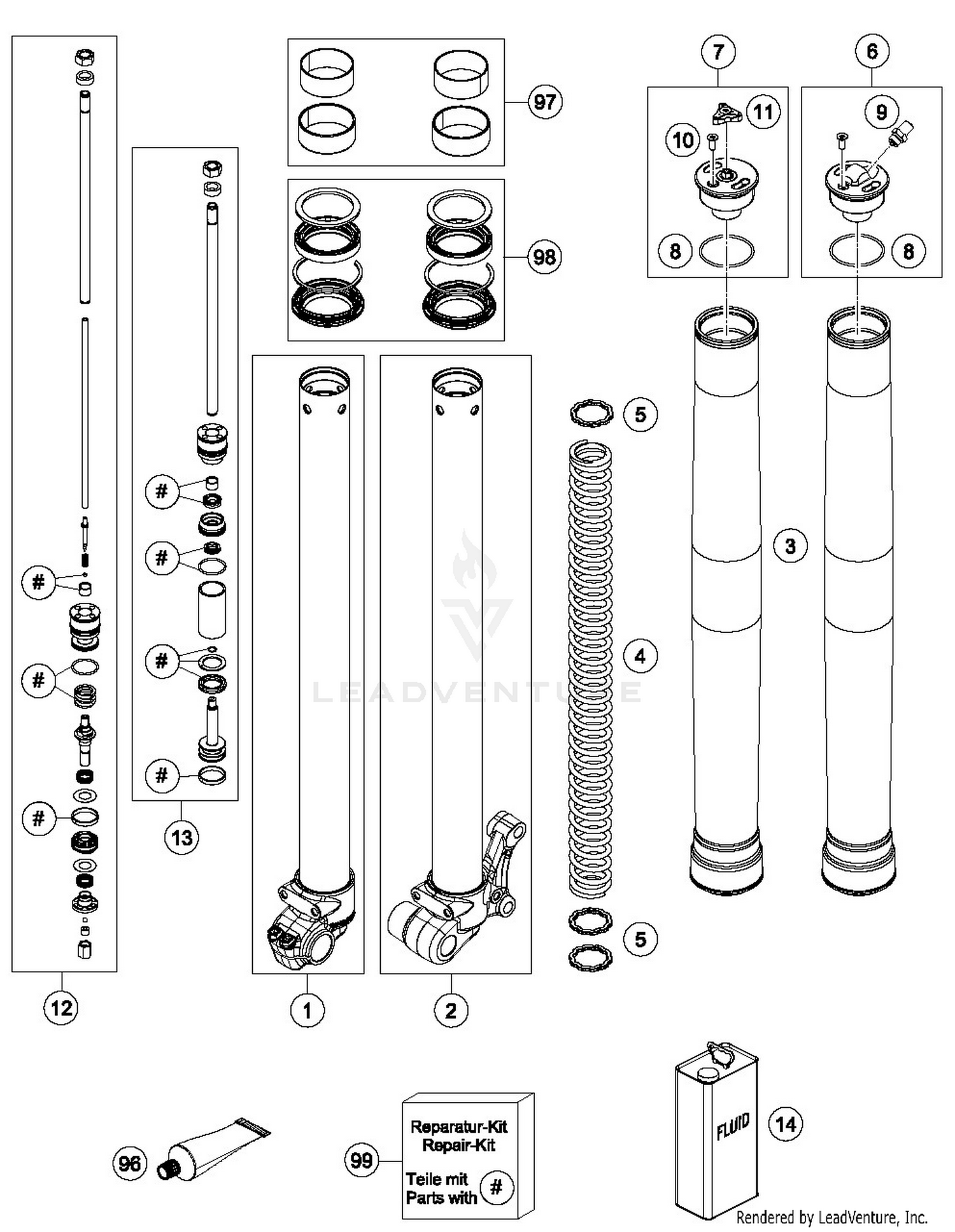 FRONT FORK DISASSEMBLED