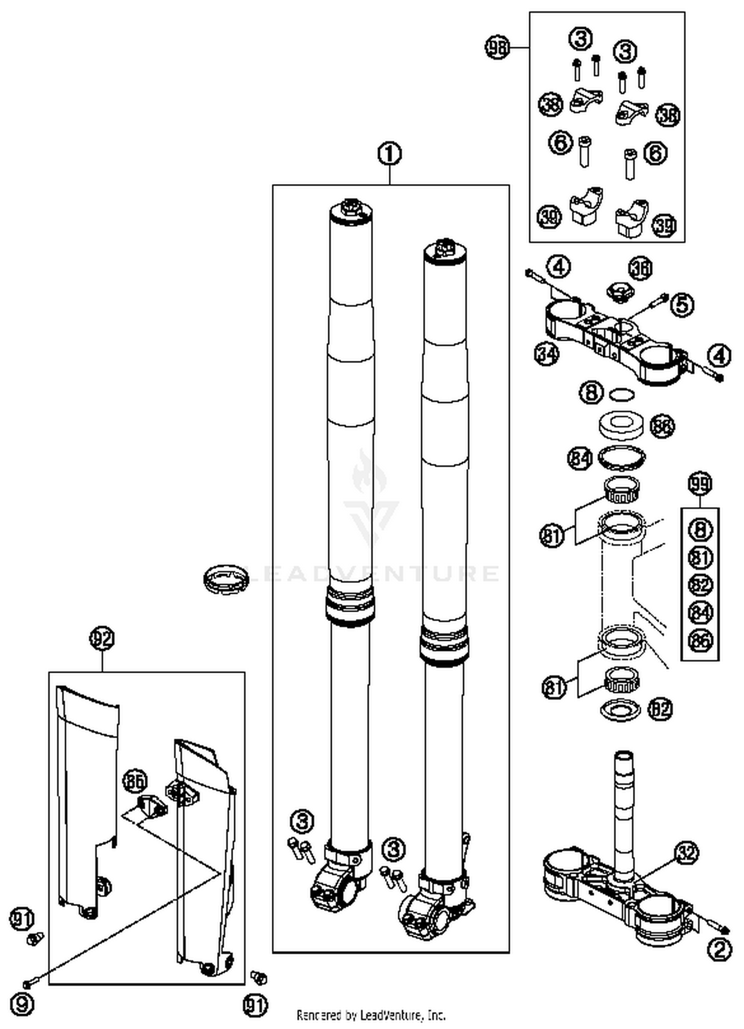Front Fork, Triple Clamp