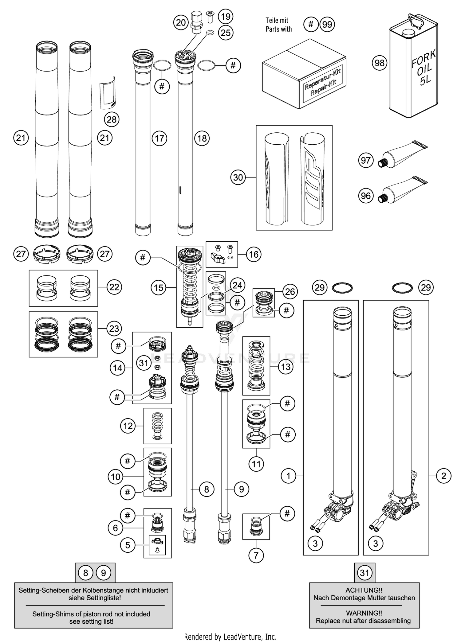 FRONT FORK DISASSEMBLED