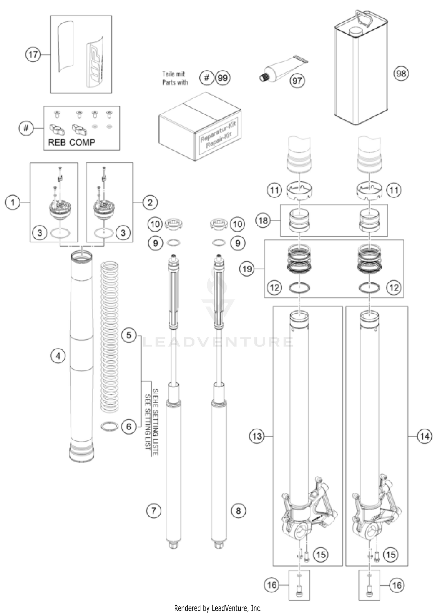 FRONT FORK DISASSEMBLED