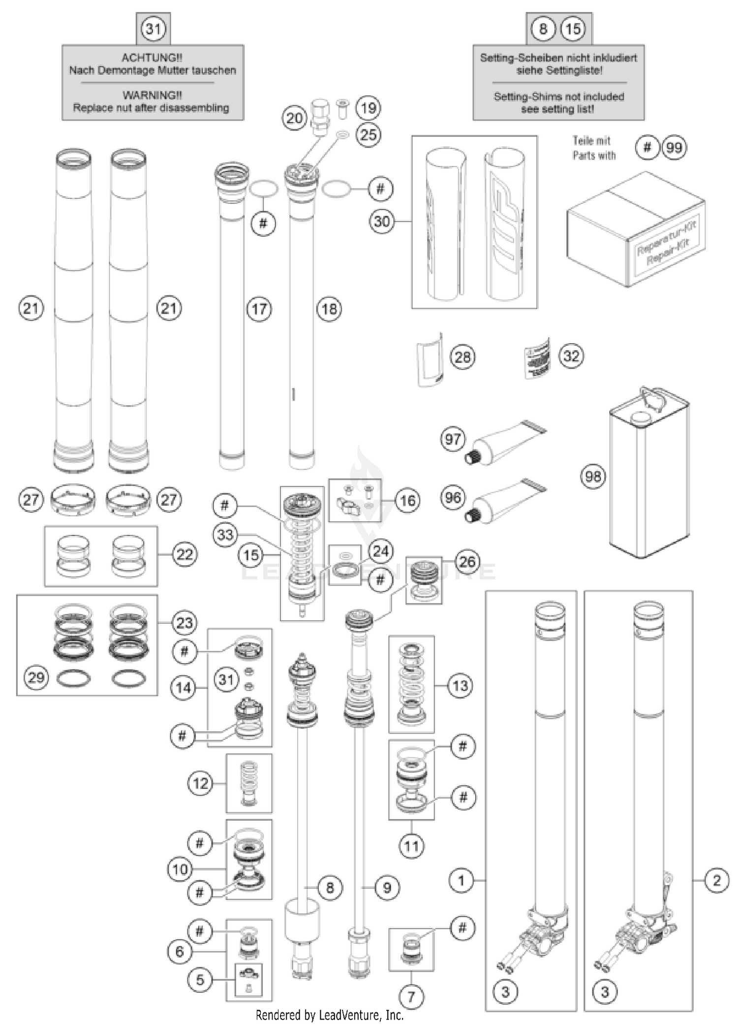 FRONT FORK DISASSEMBLED
