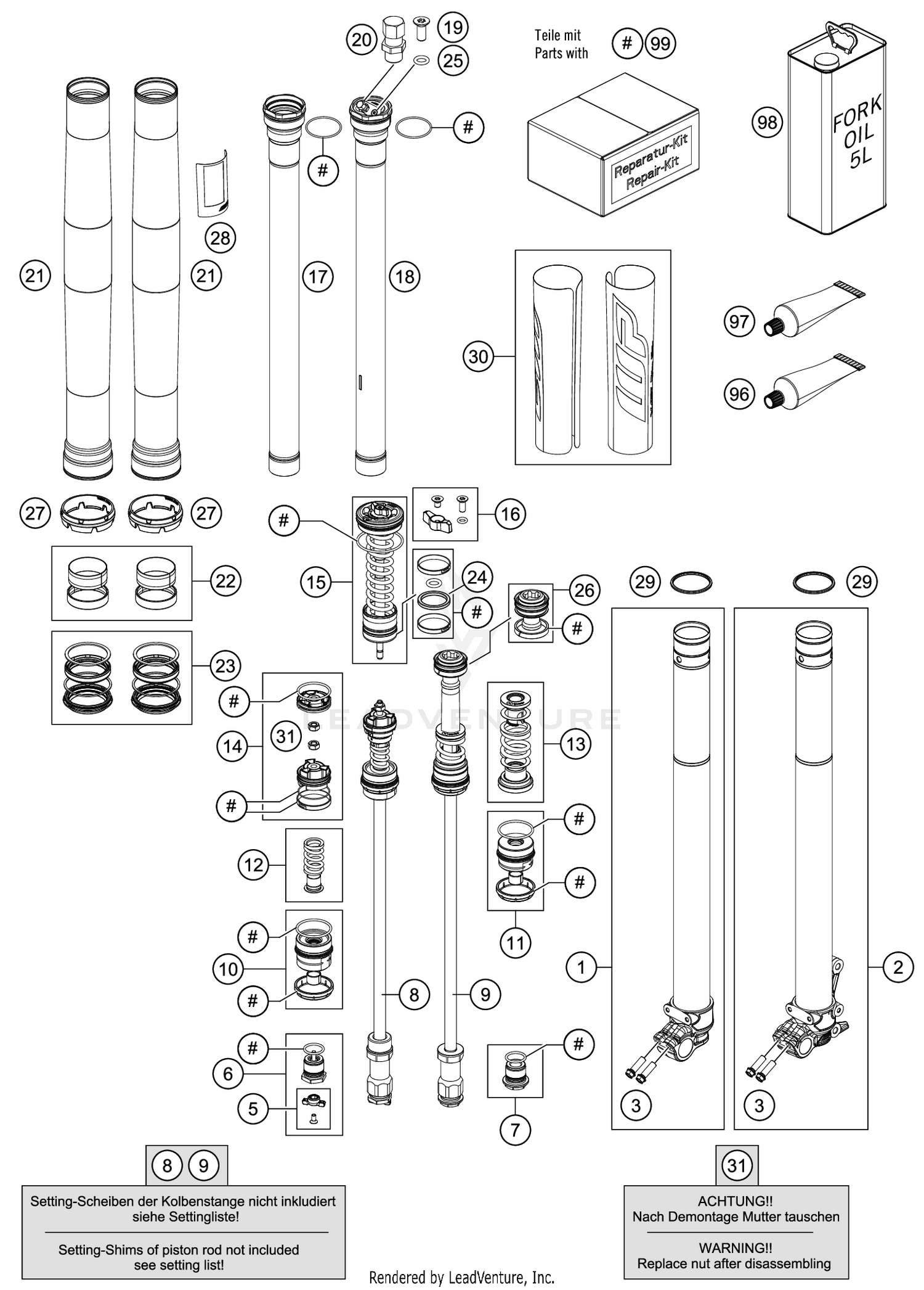 FRONT FORK DISASSEMBLED