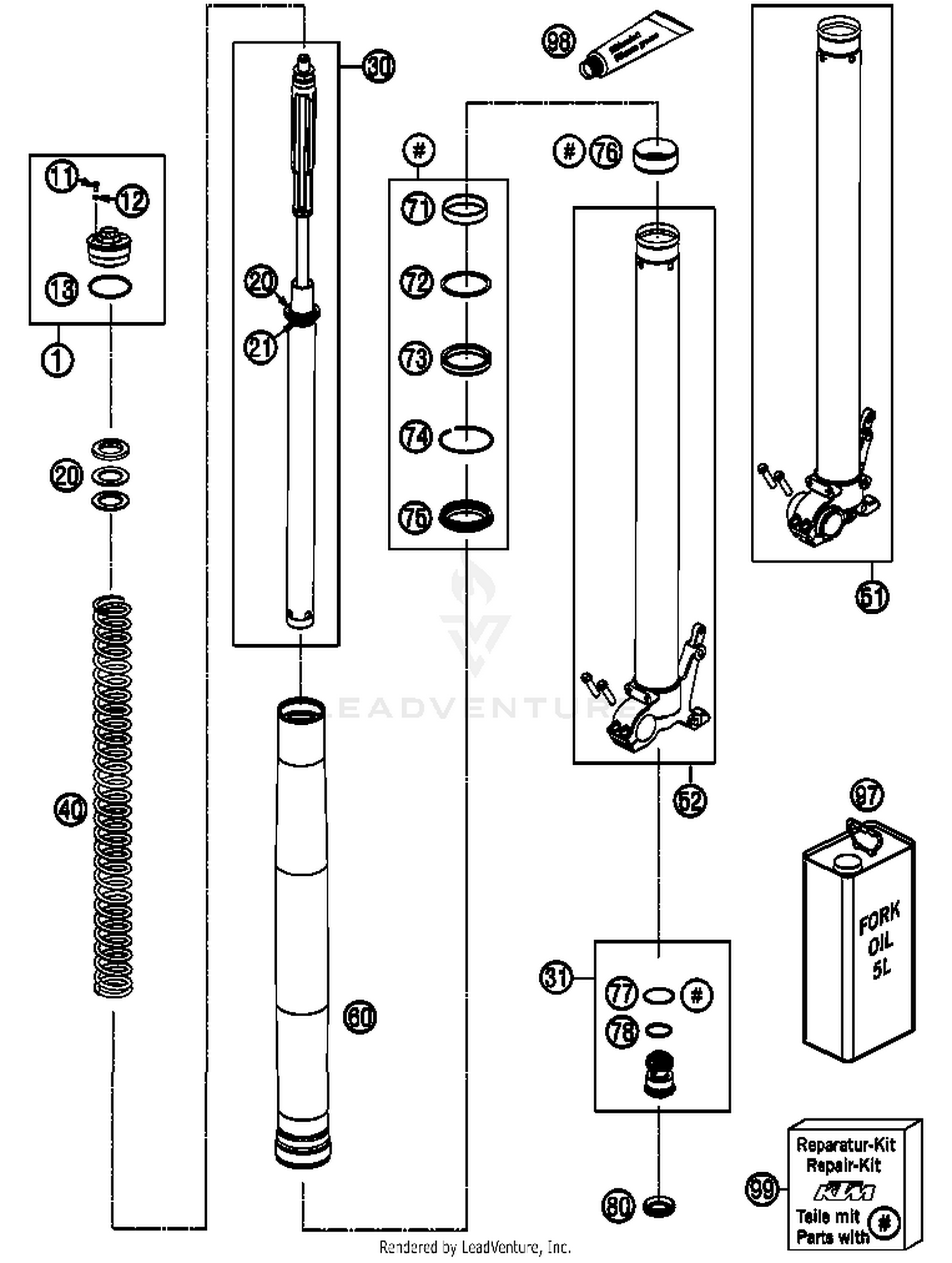 Front Fork, Disassembled