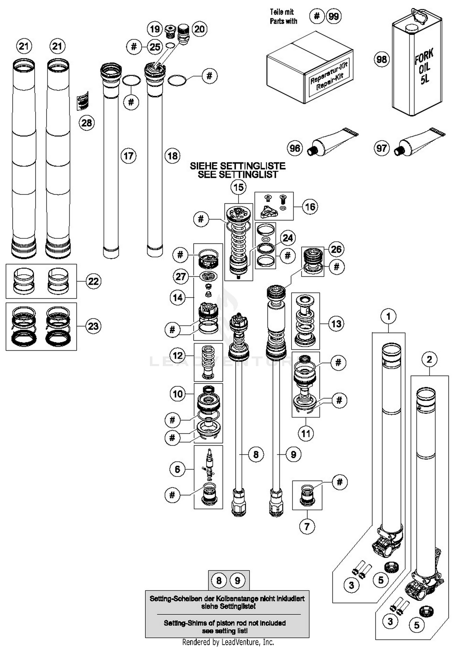 FRONT FORK DISASSEMBLED