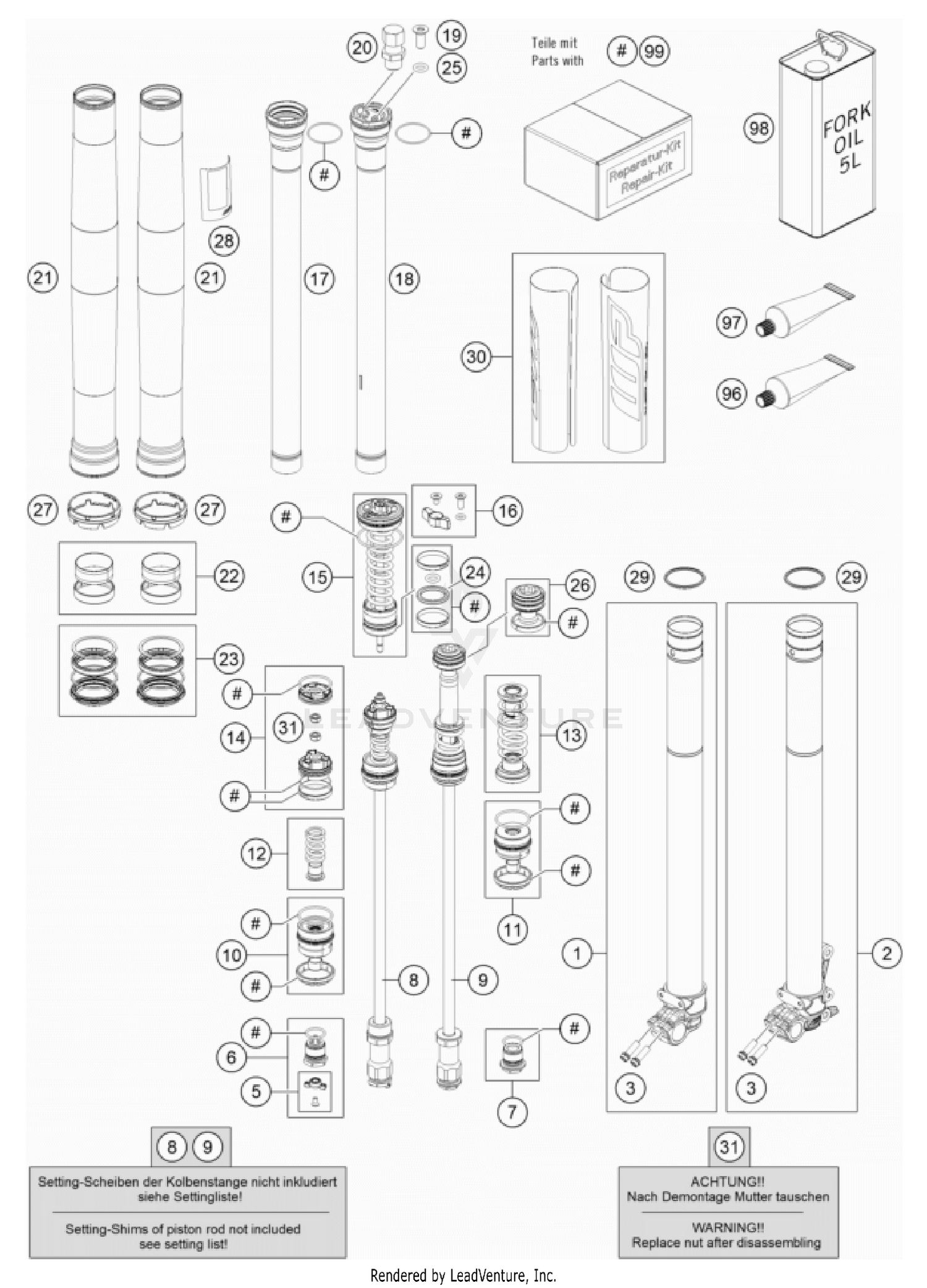 FRONT FORK DISASSEMBLED