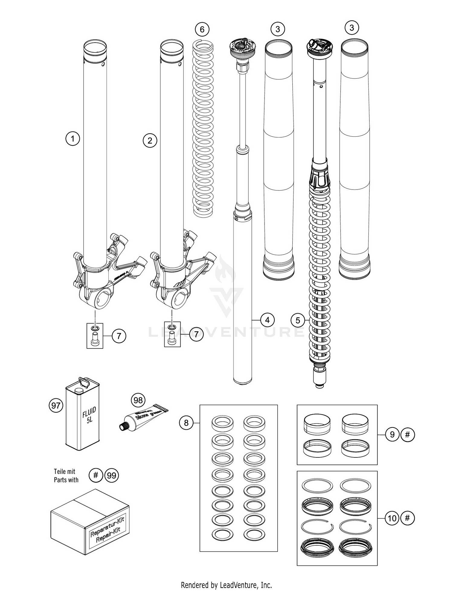 FRONT FORK DISASSEMBLED
