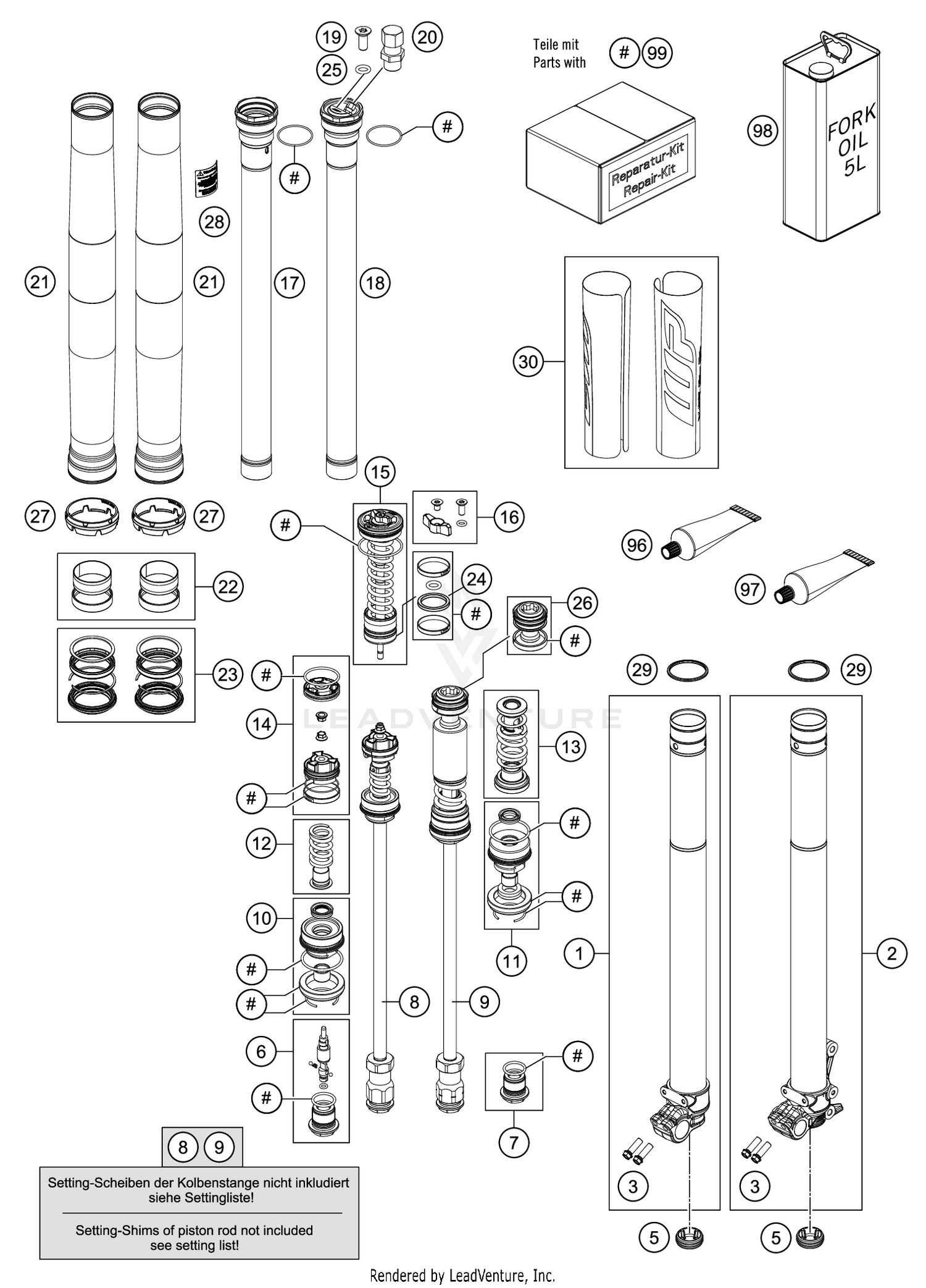 FRONT FORK DISASSEMBLED