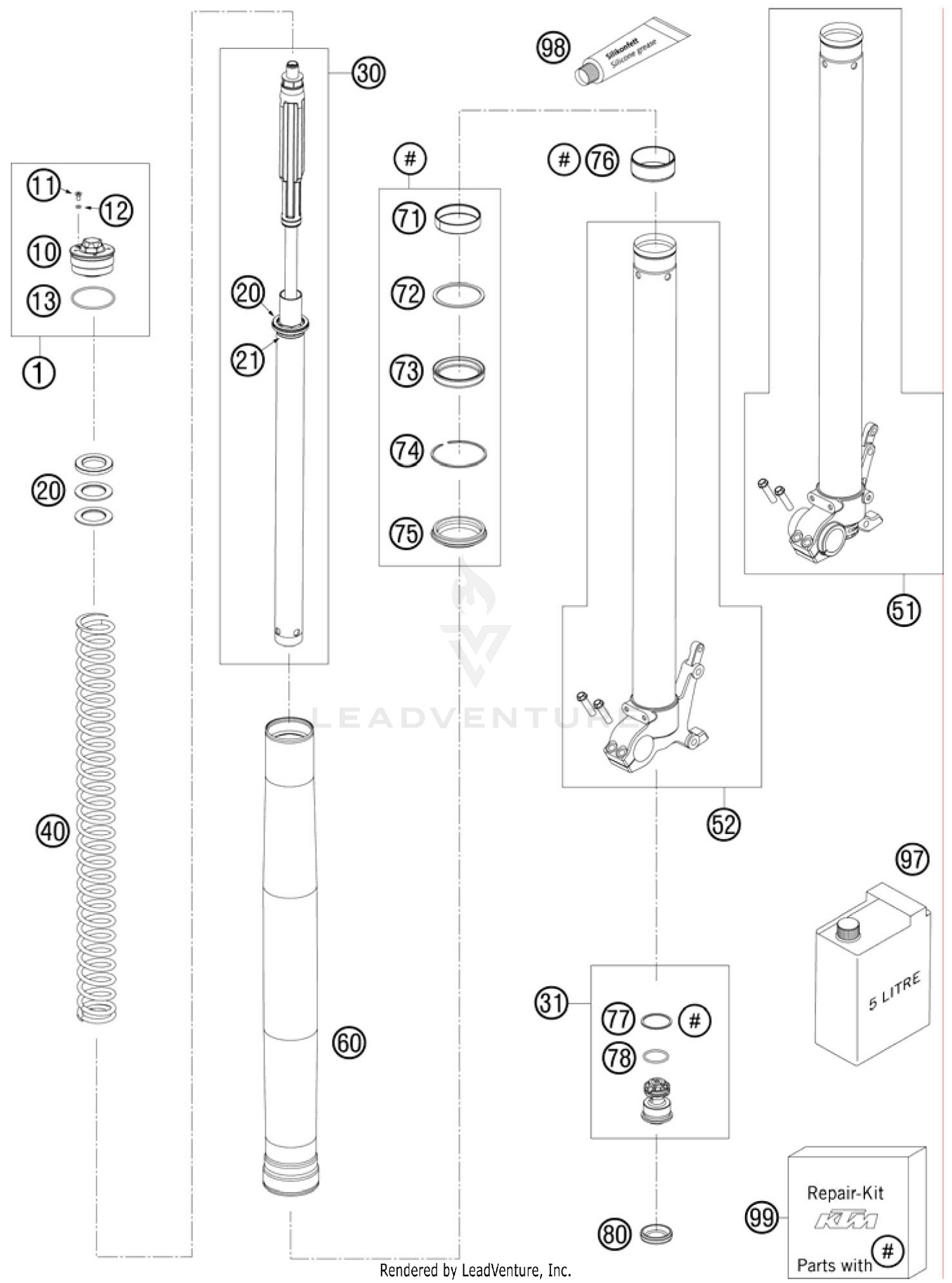 Front Fork, Disassembled