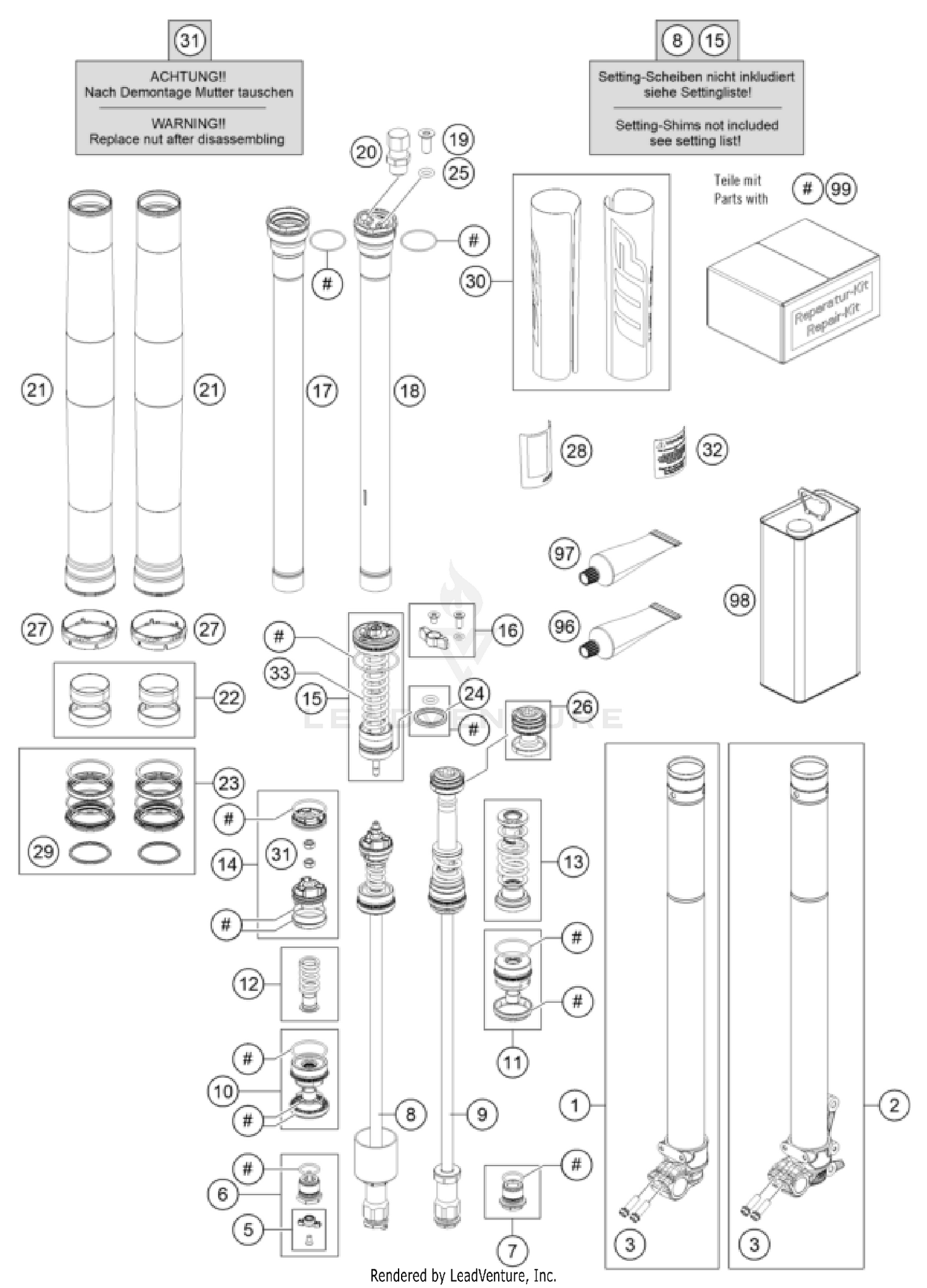 FRONT FORK DISASSEMBLED