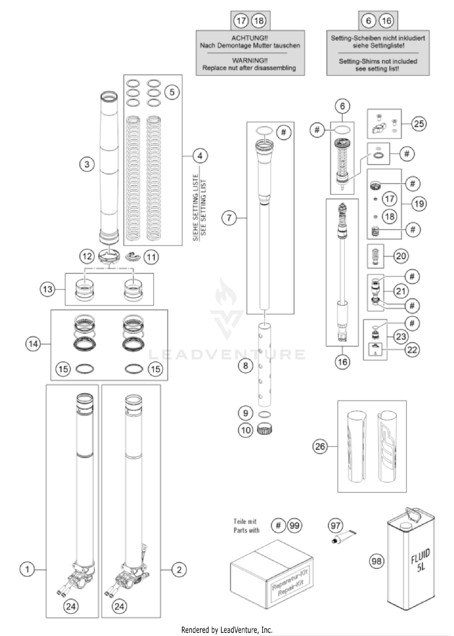 FRONT FORK DISASSEMBLED