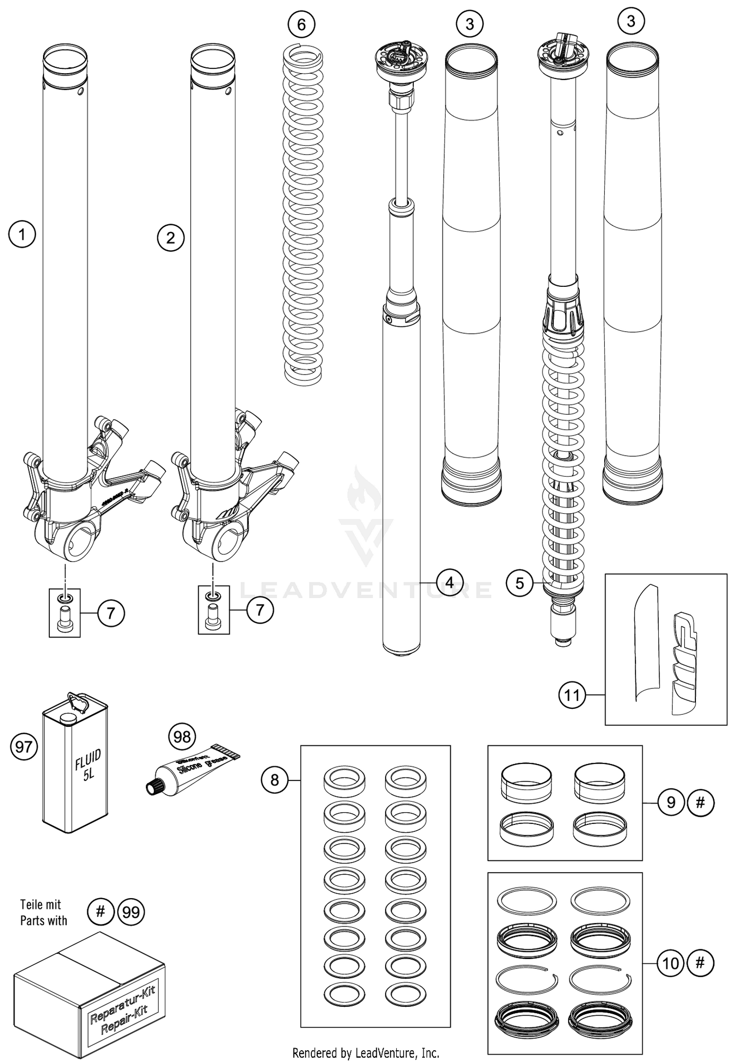 FRONT FORK DISASSEMBLED